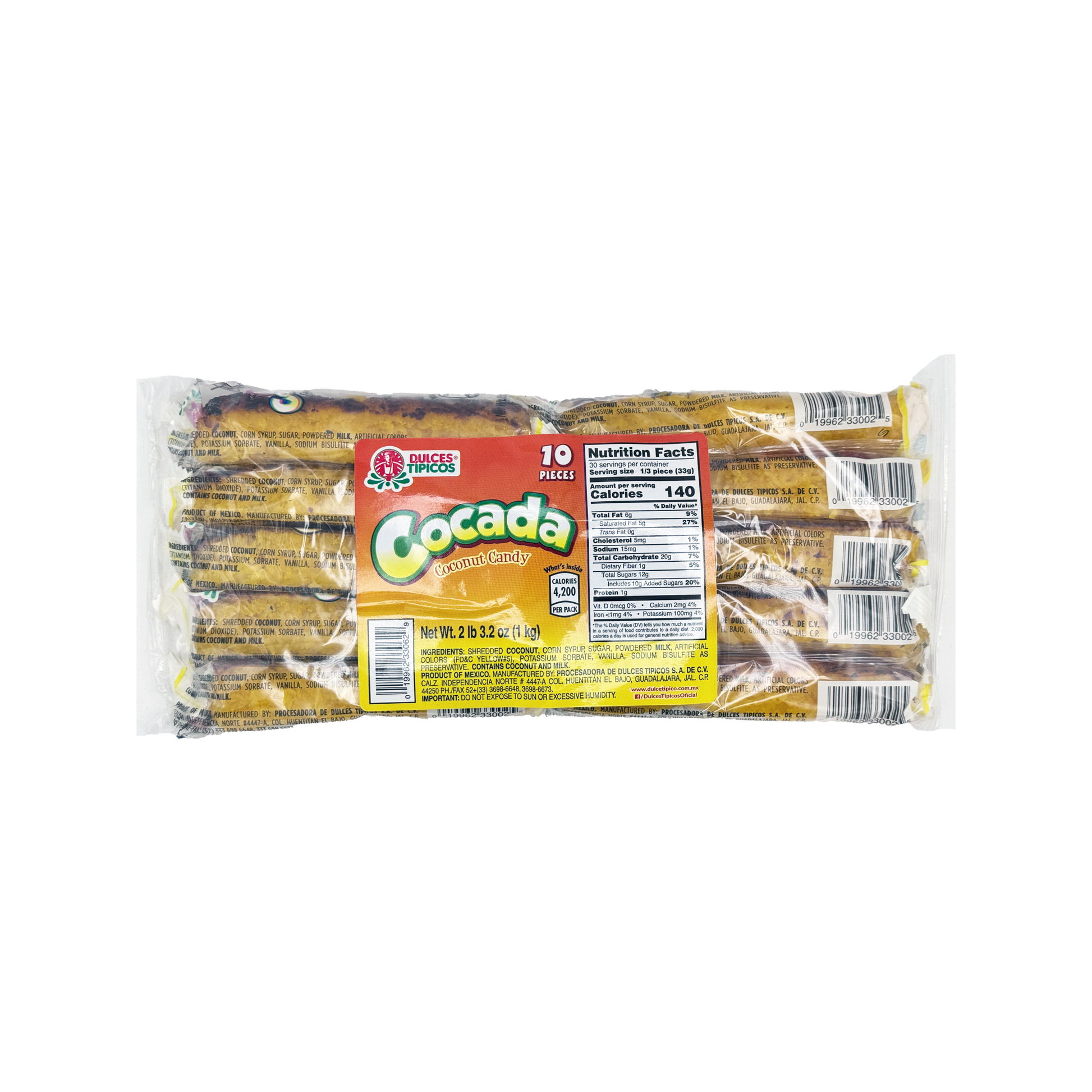 POS Azteca Cocada – Yellow or White Toasted Coconut Candy | Single Bar (3.5 oz) or Pack of 10 (2lb 3oz) - Sabores De Mexico - Mexican Candy Store, Dulceria