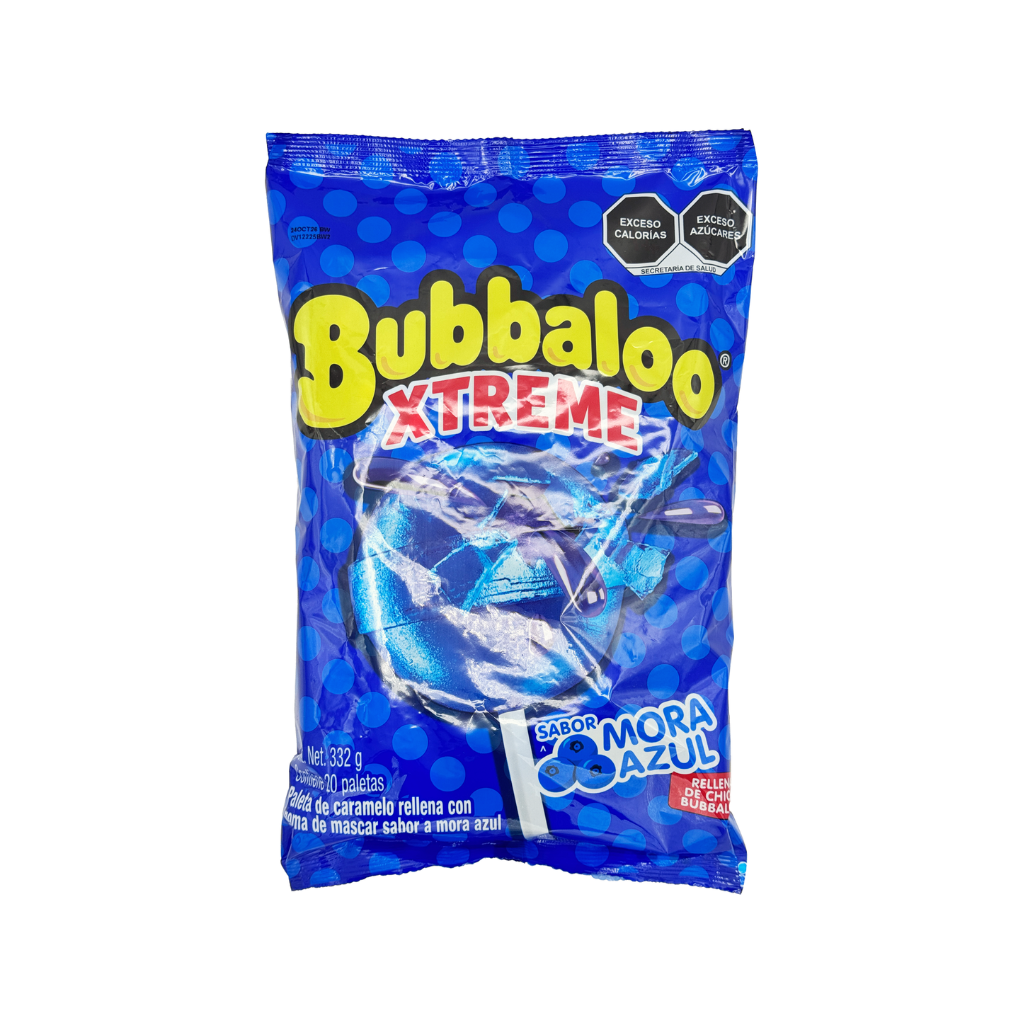 Bubbaloo Xtreme Lollipops – 20 Count Bag | Strawberry, Sour Raspberry, or Blueberry