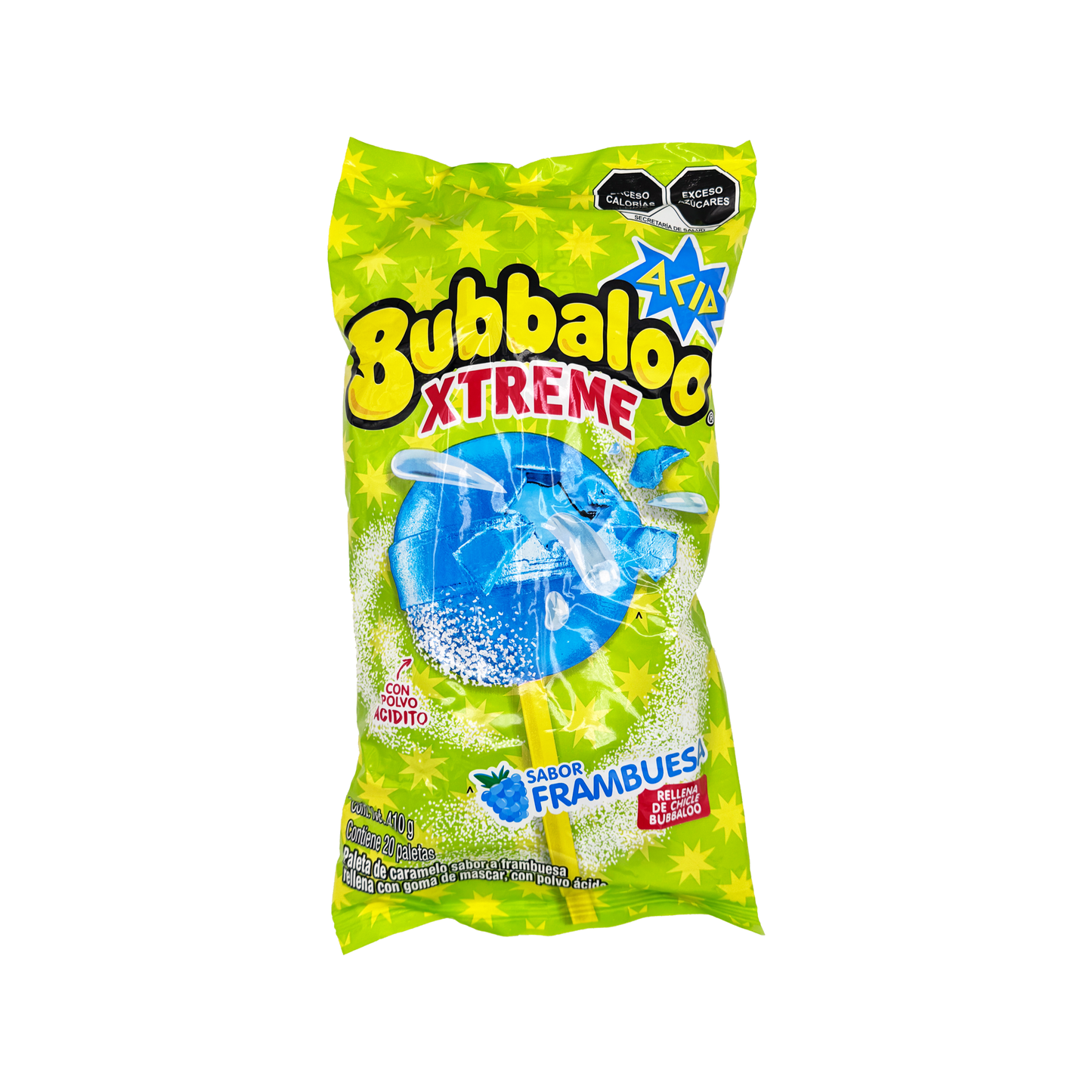 Bubbaloo Xtreme Lollipops – 20 Count Bag | Strawberry, Sour Raspberry, or Blueberry