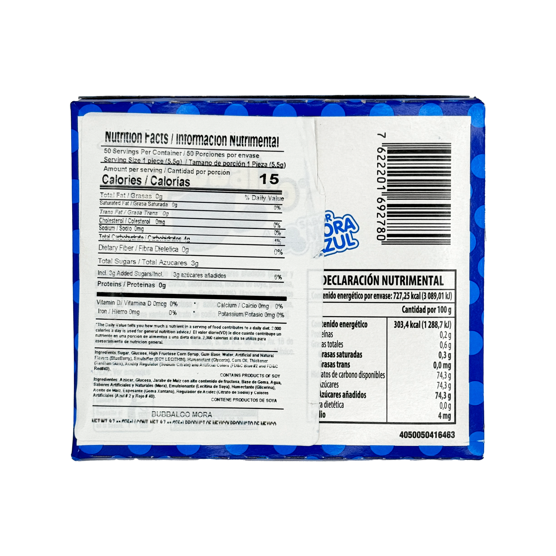 Bubbaloo Mora Azul - 47-Count - Sabores De Mexico