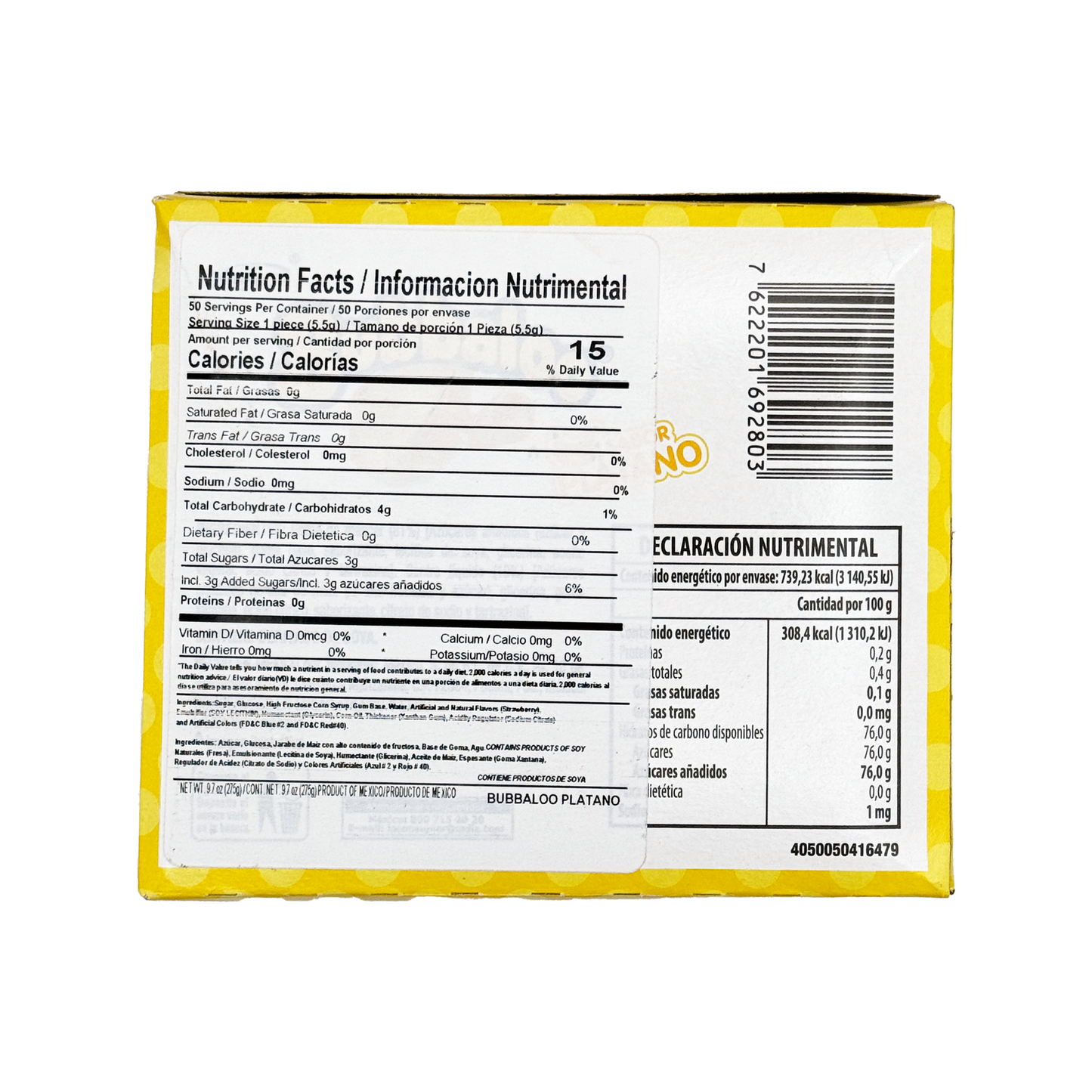 Bubbaloo Platano - 47-Count - Sabores De Mexico