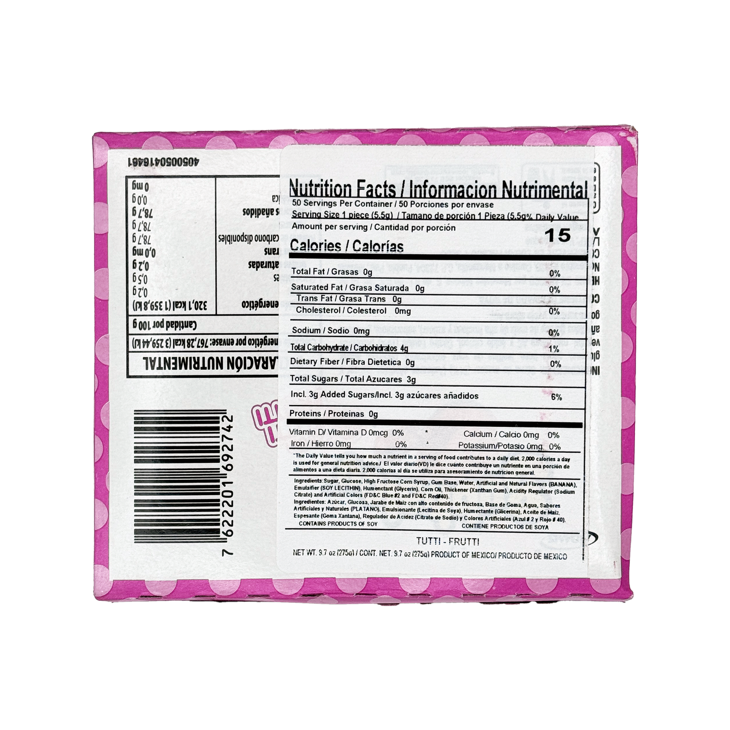 Bubbaloo Tutti Frutti - 47-Count - Sabores De Mexico