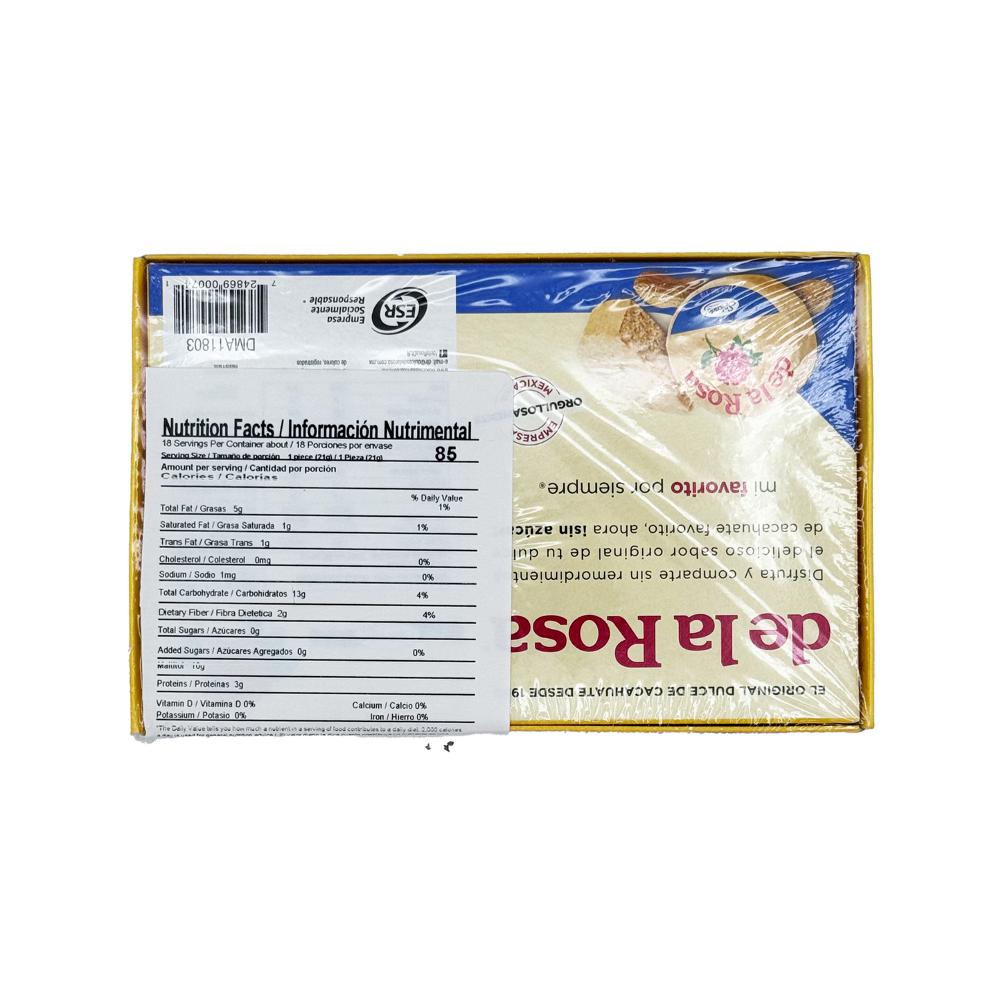 De La Rosa Mazapan Sugar-Free - 18-Count - Sabores De Mexico