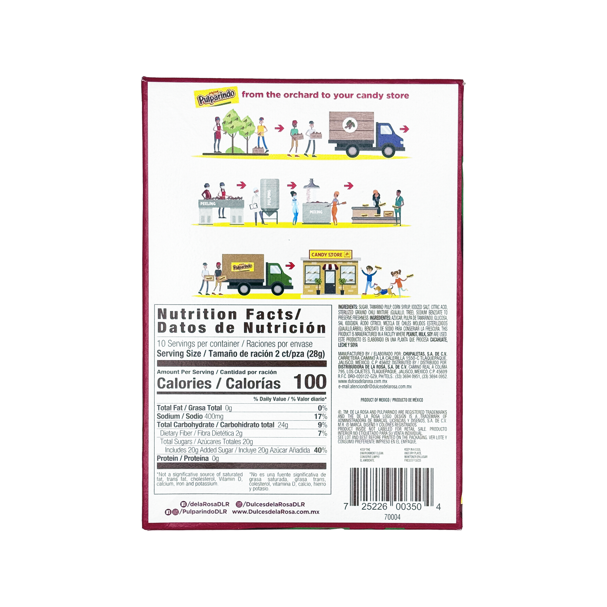 De La Rosa Pulparindo Extra Spicy - 20-Pack - Sabores De Mexico