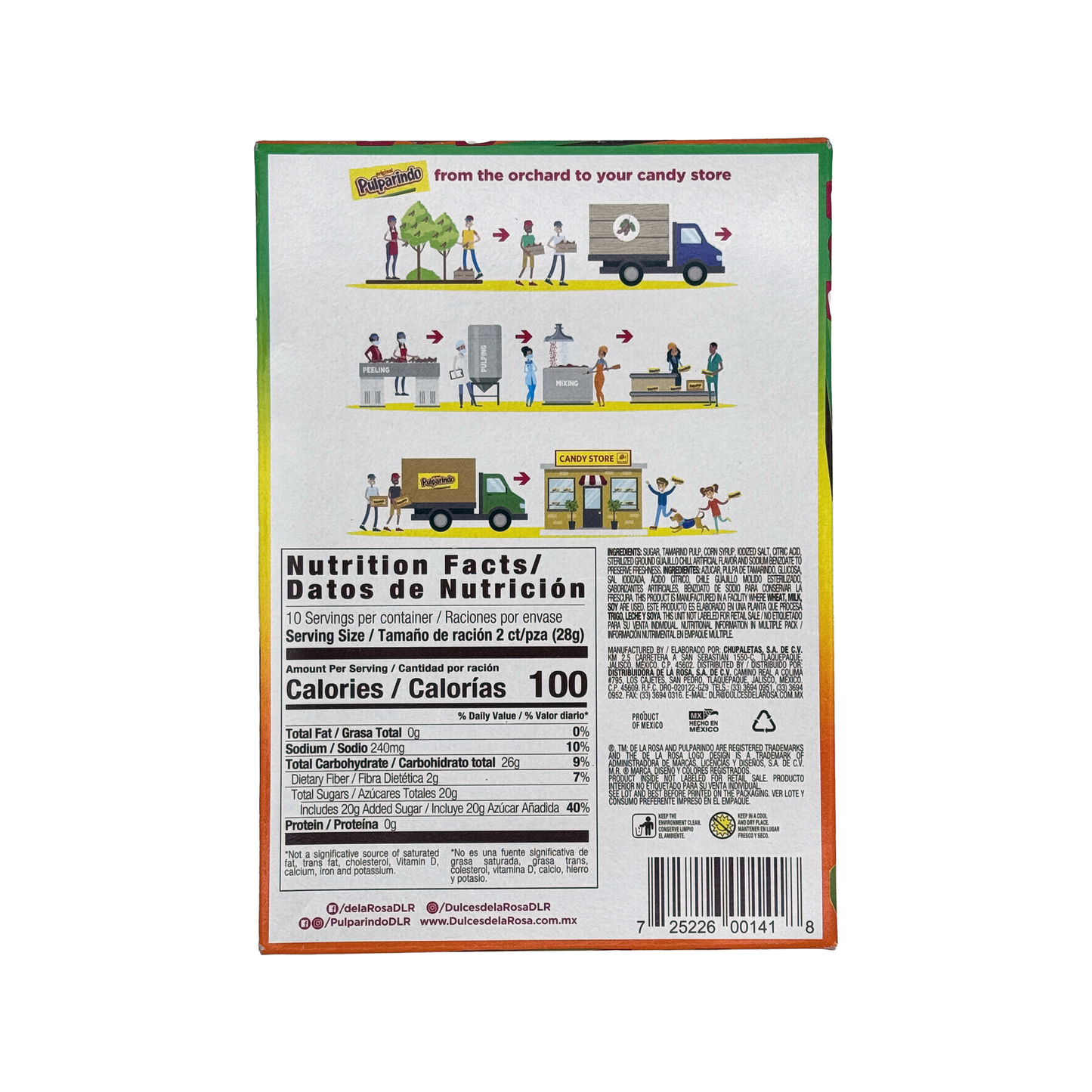 De La Rosa Pulparindo Mango - 20-Pack - Sabores De Mexico