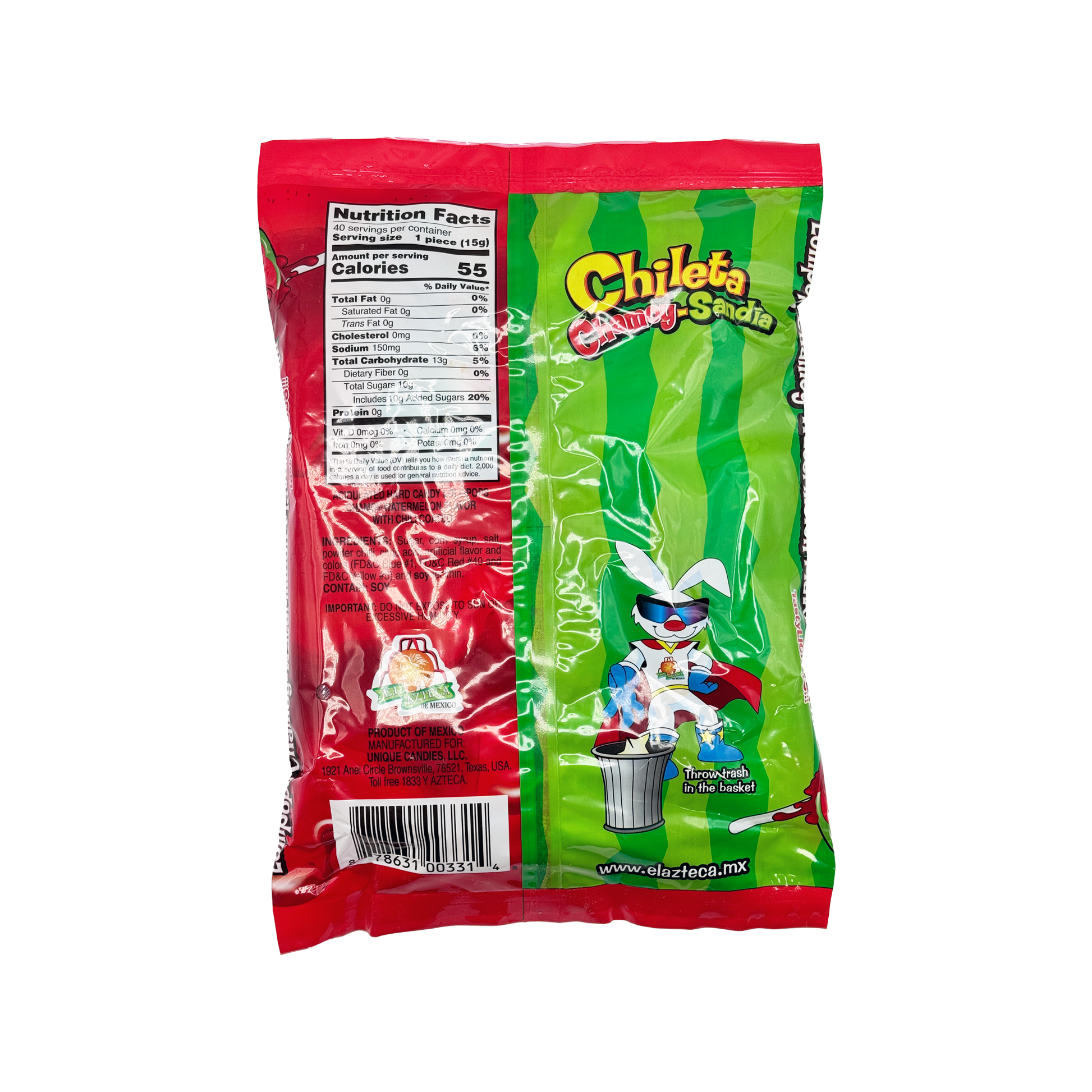 El Azteca Chileta Chamoy Sandía Lollipops - 40-Count - Sabores De Mexico