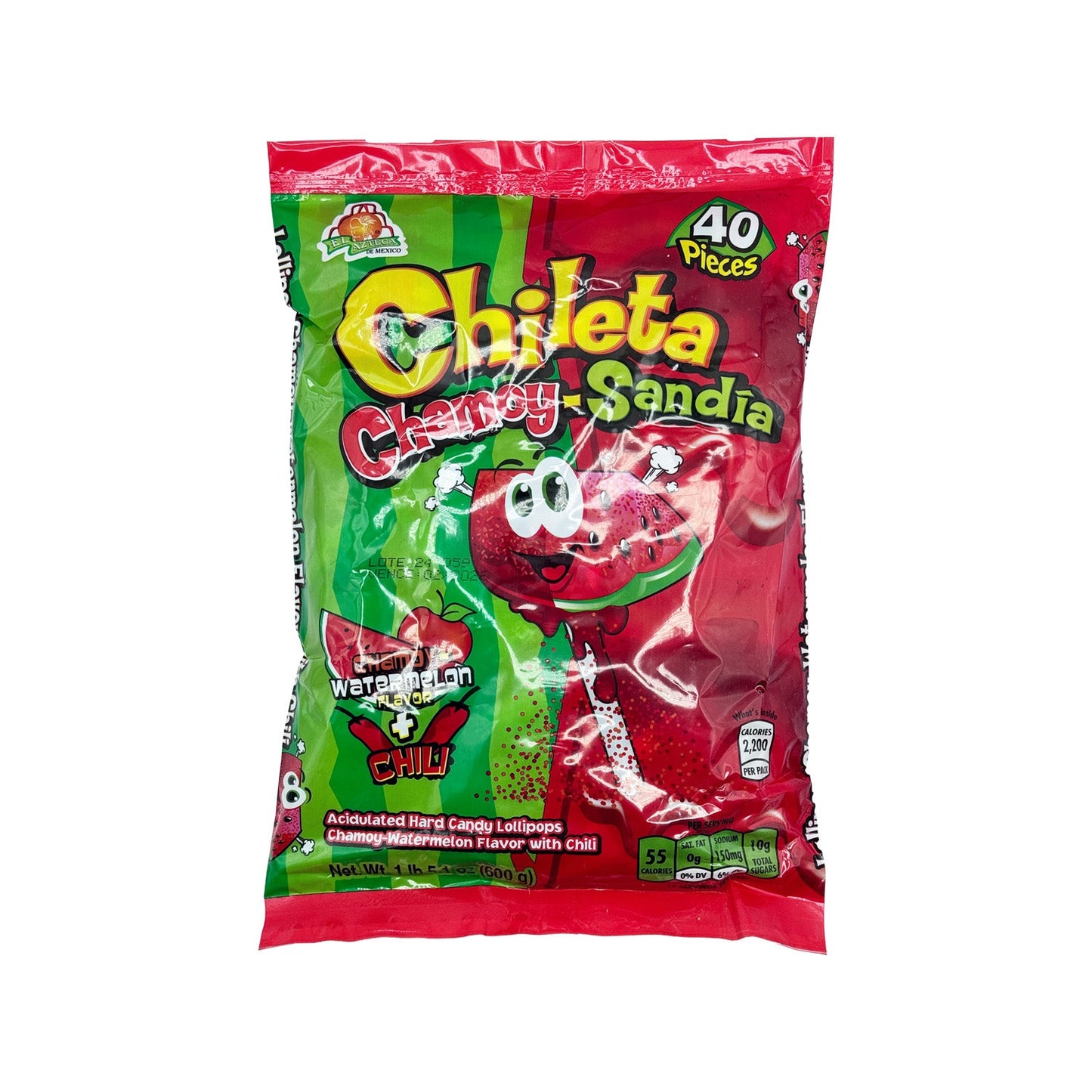 El Azteca Chileta Chamoy Sandía Lollipops - 40-Count - Sabores De Mexico