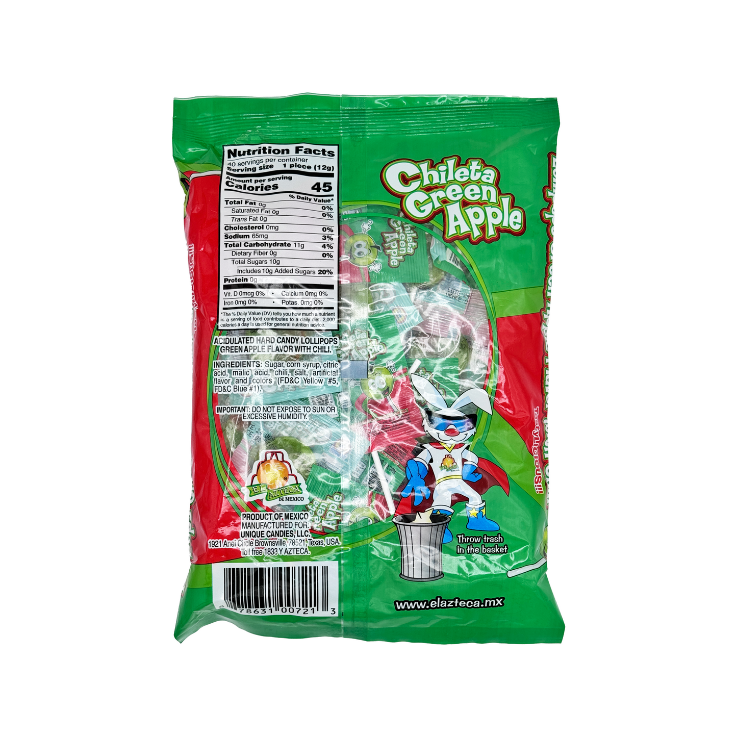 El Azteca Chileta Green Apple - 40-Count - Sabores De Mexico