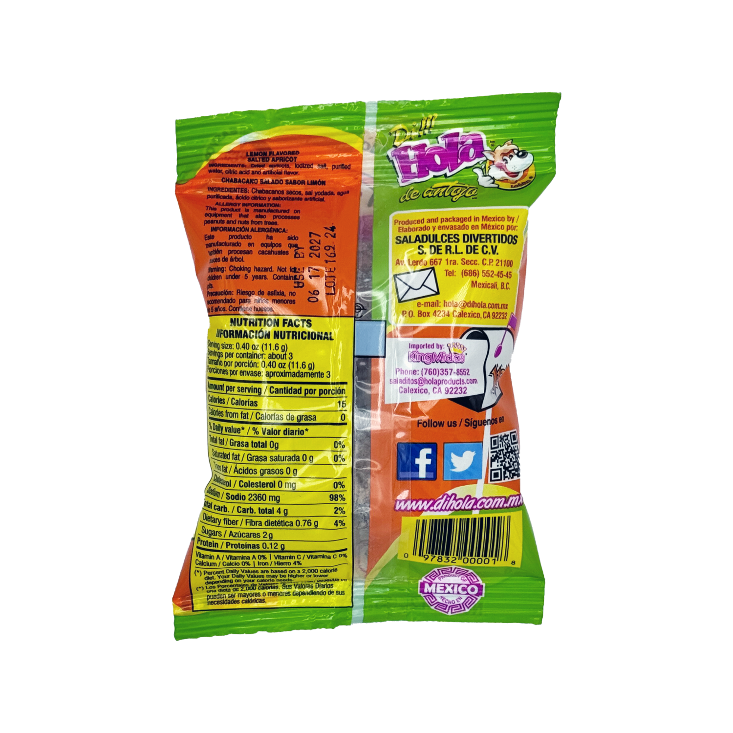 Hola Saladitos Lemon - Tangy Salted Dried Plums - Sabores De Mexico