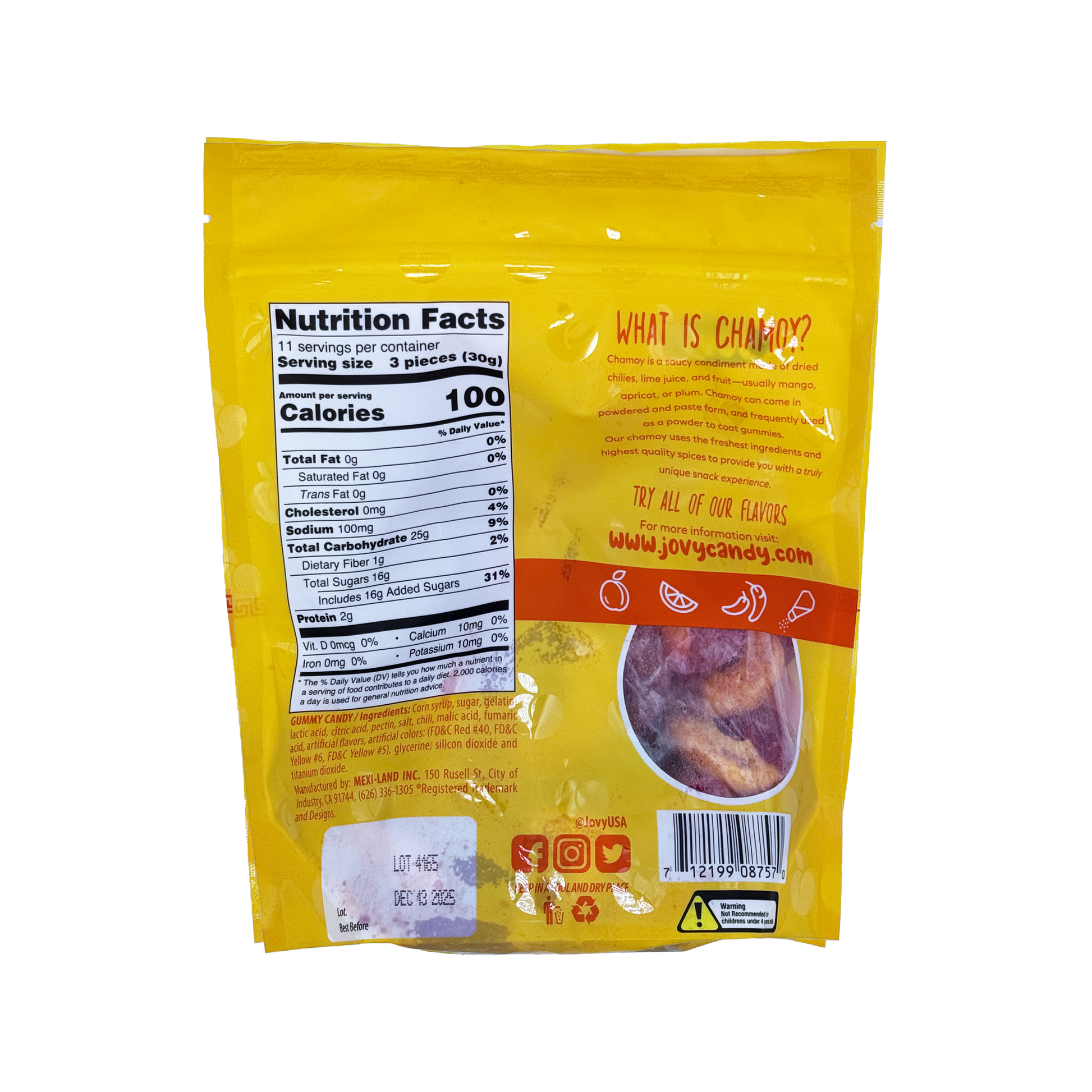 Jovy Chamoy Gummy Candy - 13oz Bag - Sabores De Mexico