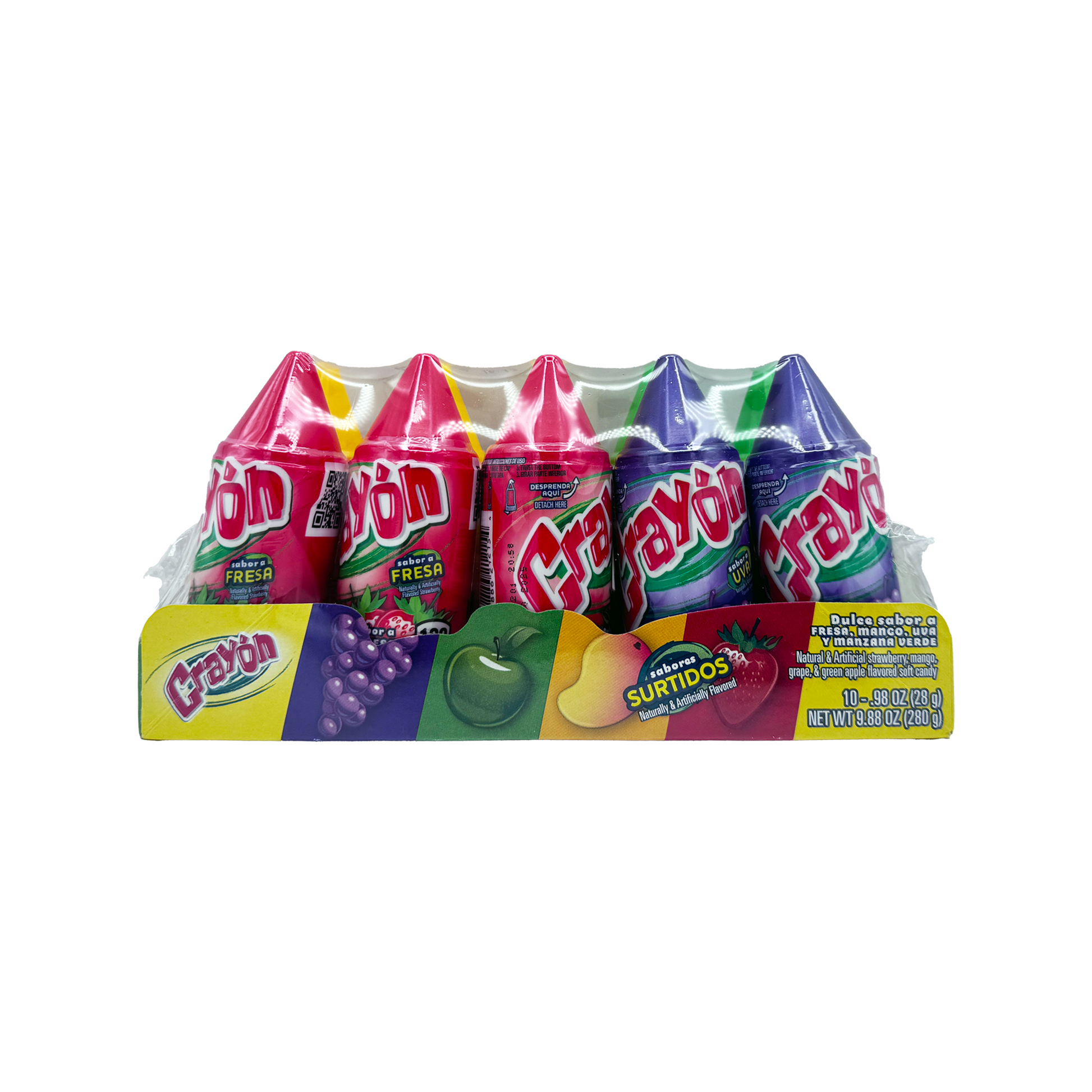 Lorena Crayon Mix Candy - 10-Pack Squeezable Tube - Sabores De Mexico