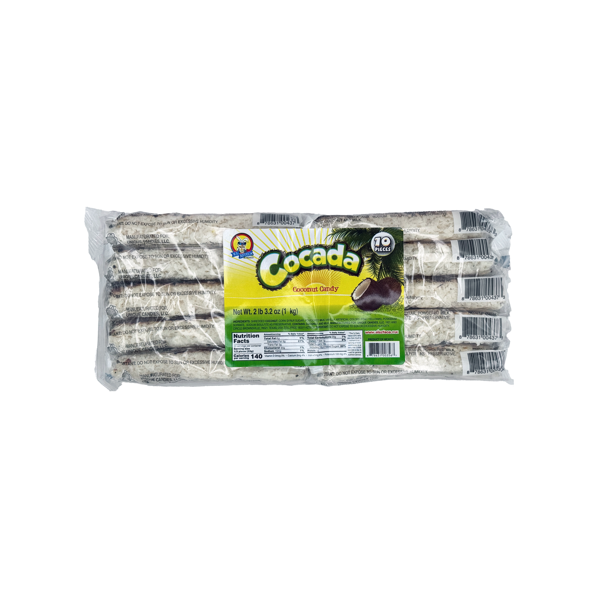 POS Azteca Cocada – Yellow or White Toasted Coconut Candy | Single Bar (3.5 oz) or Pack of 10 (2lb 3oz) - Sabores De Mexico - Mexican Candy Store, Dulceria