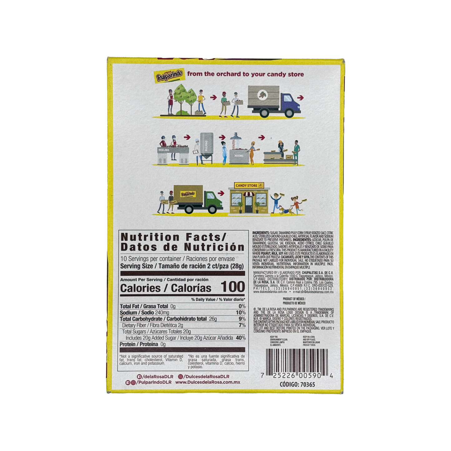 Pulparindo Chamoy Tamarind Candy - 20-Count - Sabores De Mexico