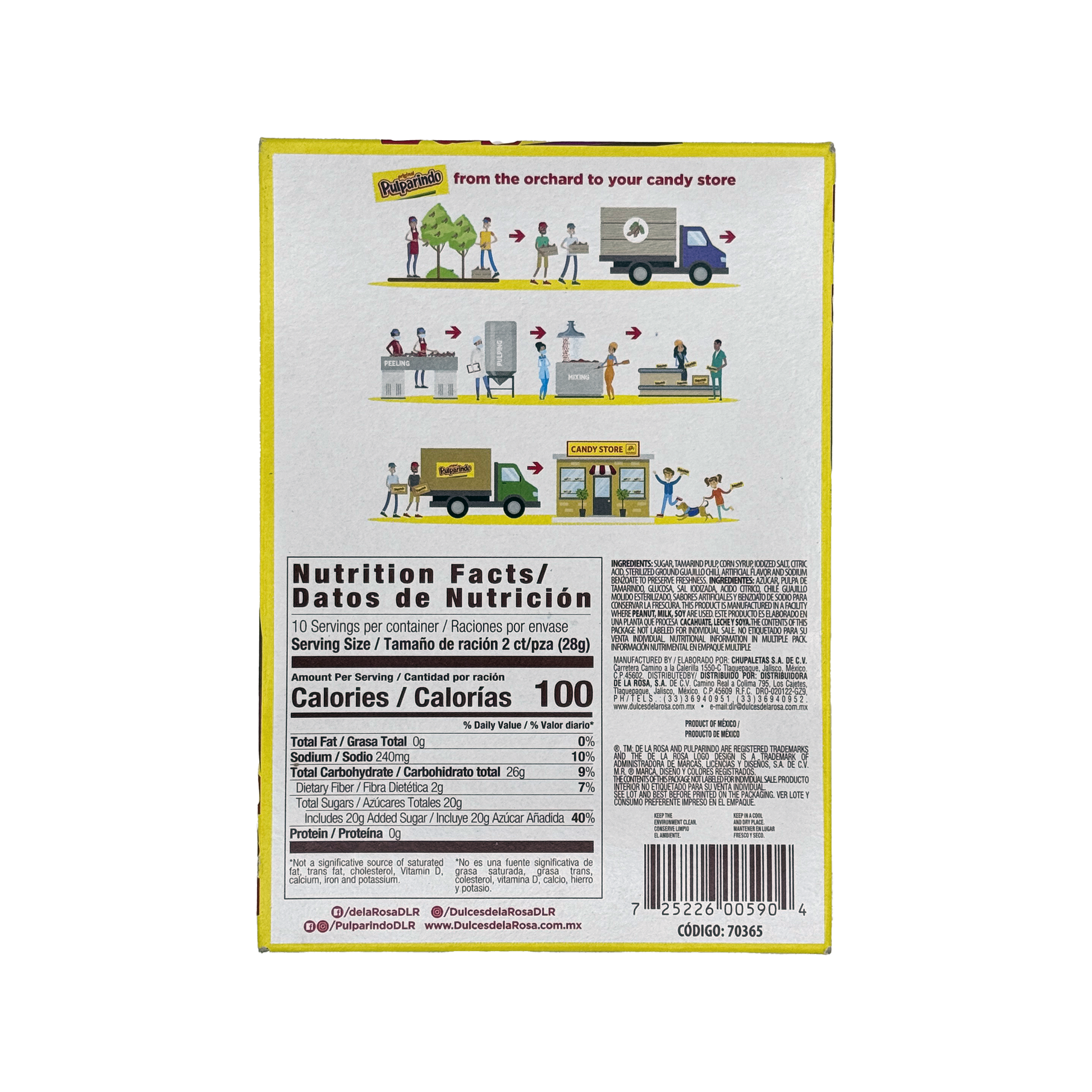 Pulparindo Chamoy Tamarind Candy - 20-Count - Sabores De Mexico