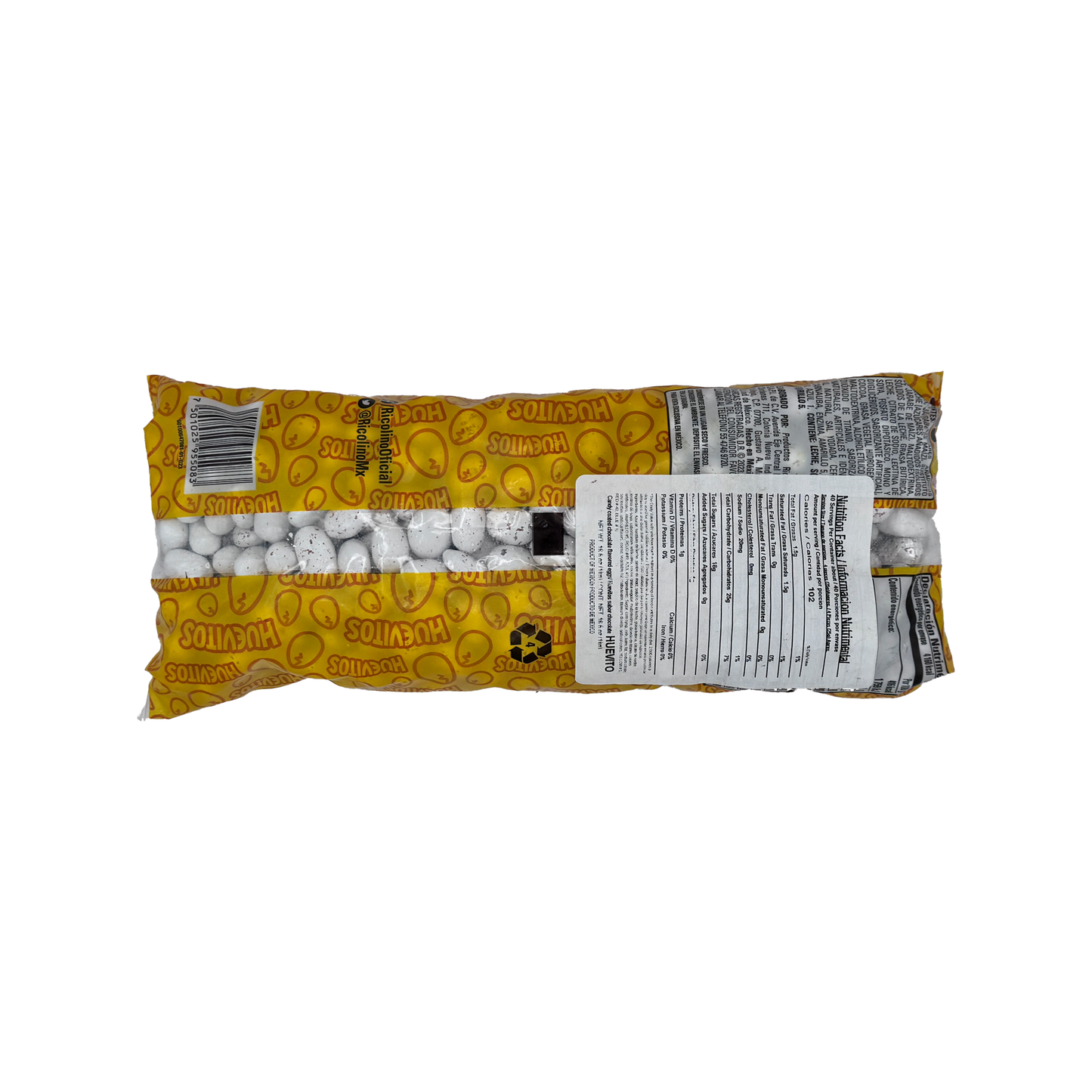 Ricolino Huevito - 1kg Bag  Crunchy Chocolate-Coated Candy Eggs - Sabores De Mexico