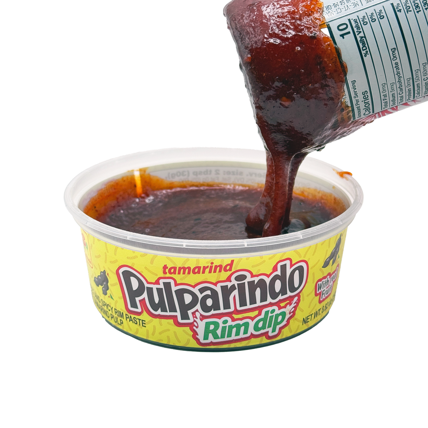 Pulparindo Rim Dip – Original or Mango Tamarind Candy Paste for Drinks, Fruit & More (8 oz)