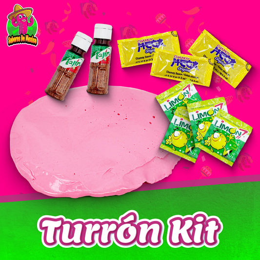 Turrón rosa kit with chamoy, Tajín, and Limon 7
