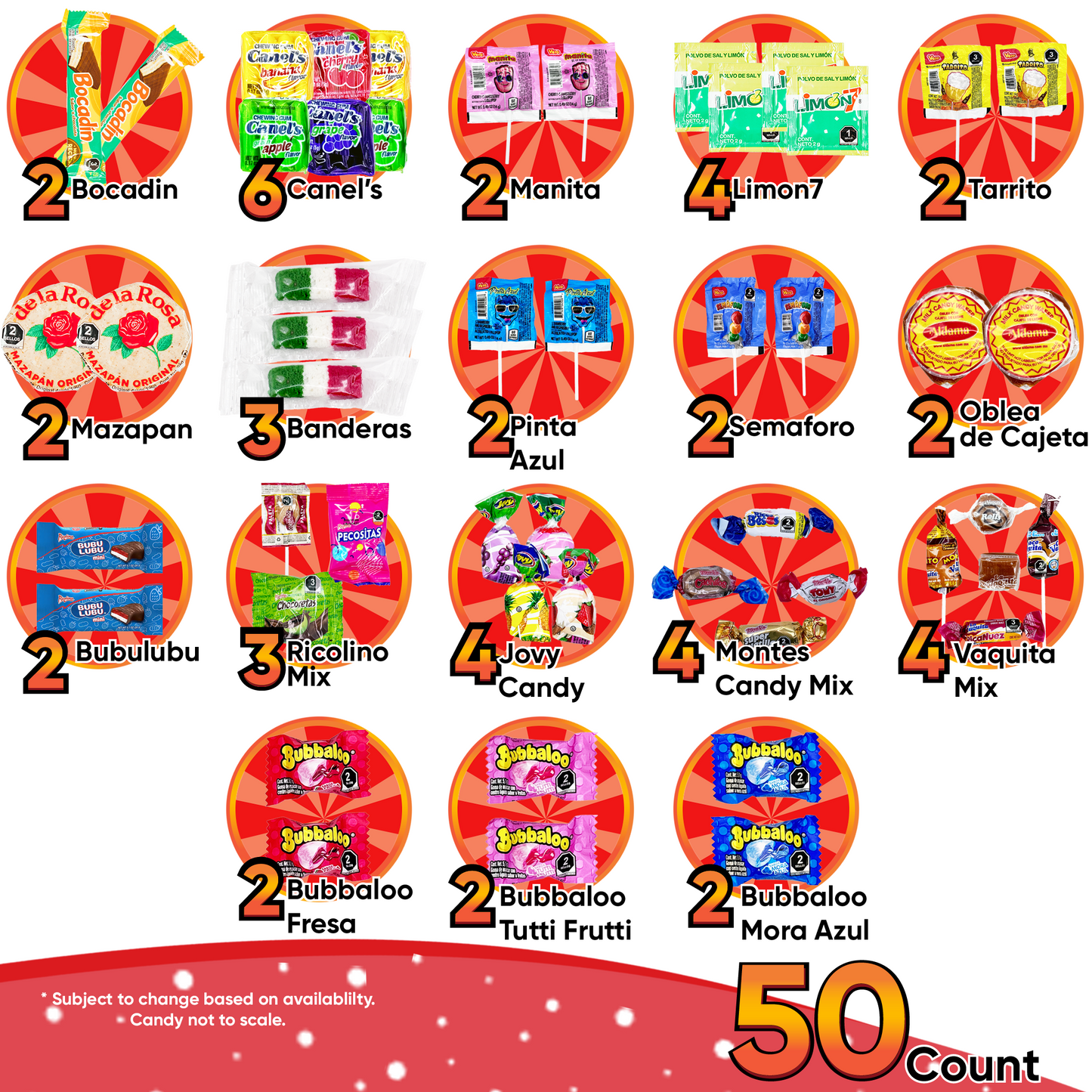 50 Pcs Mexican Candy Variety Pack – Spicy or Non-Spicy Mix - Sabores De Mexico