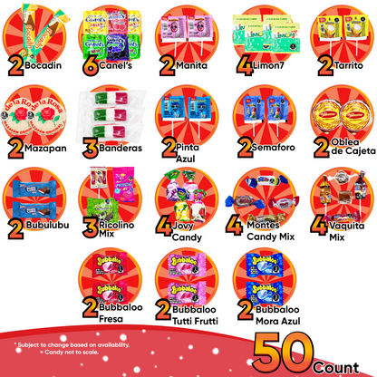50 Pcs Mexican Candy Variety Pack – Spicy or Non-Spicy Mix - Sabores De Mexico