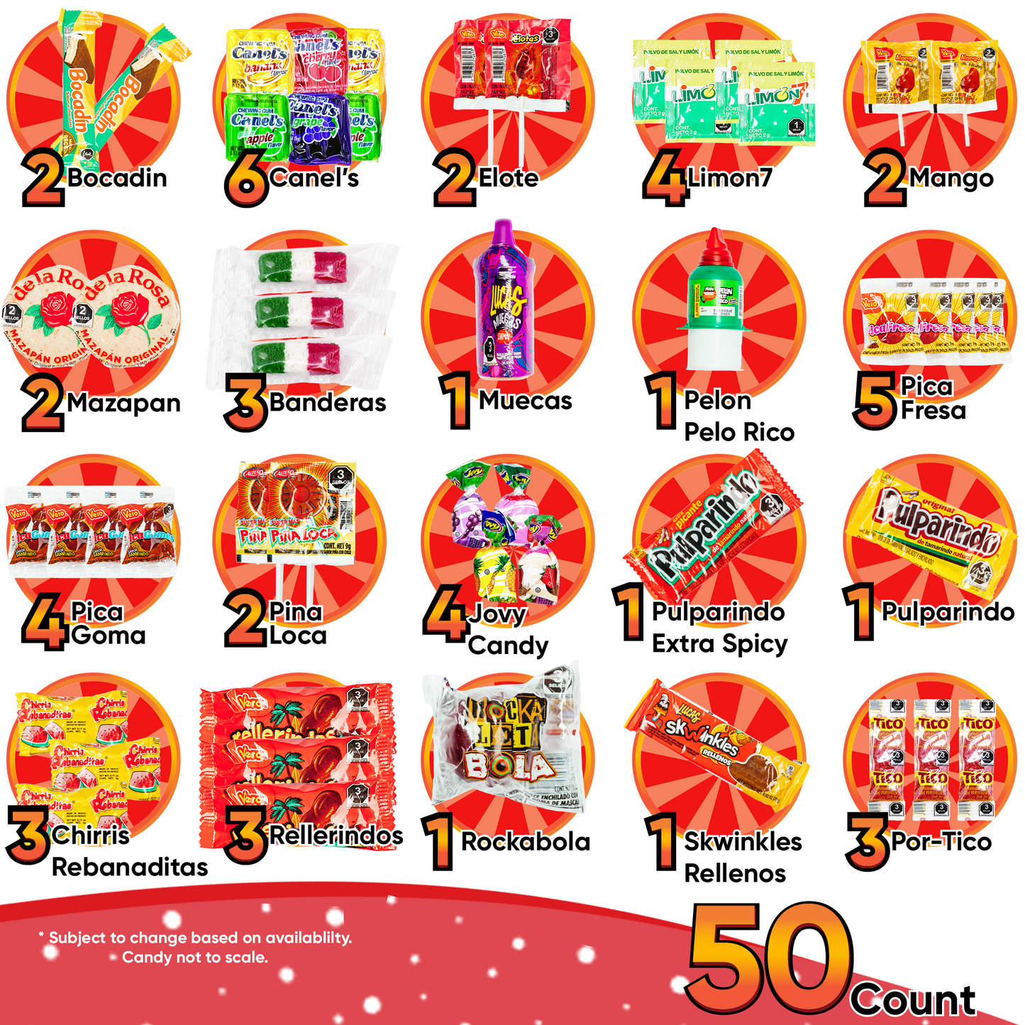 50 Pcs Mexican Candy Variety Pack – Spicy or Non-Spicy Mix - Sabores De Mexico
