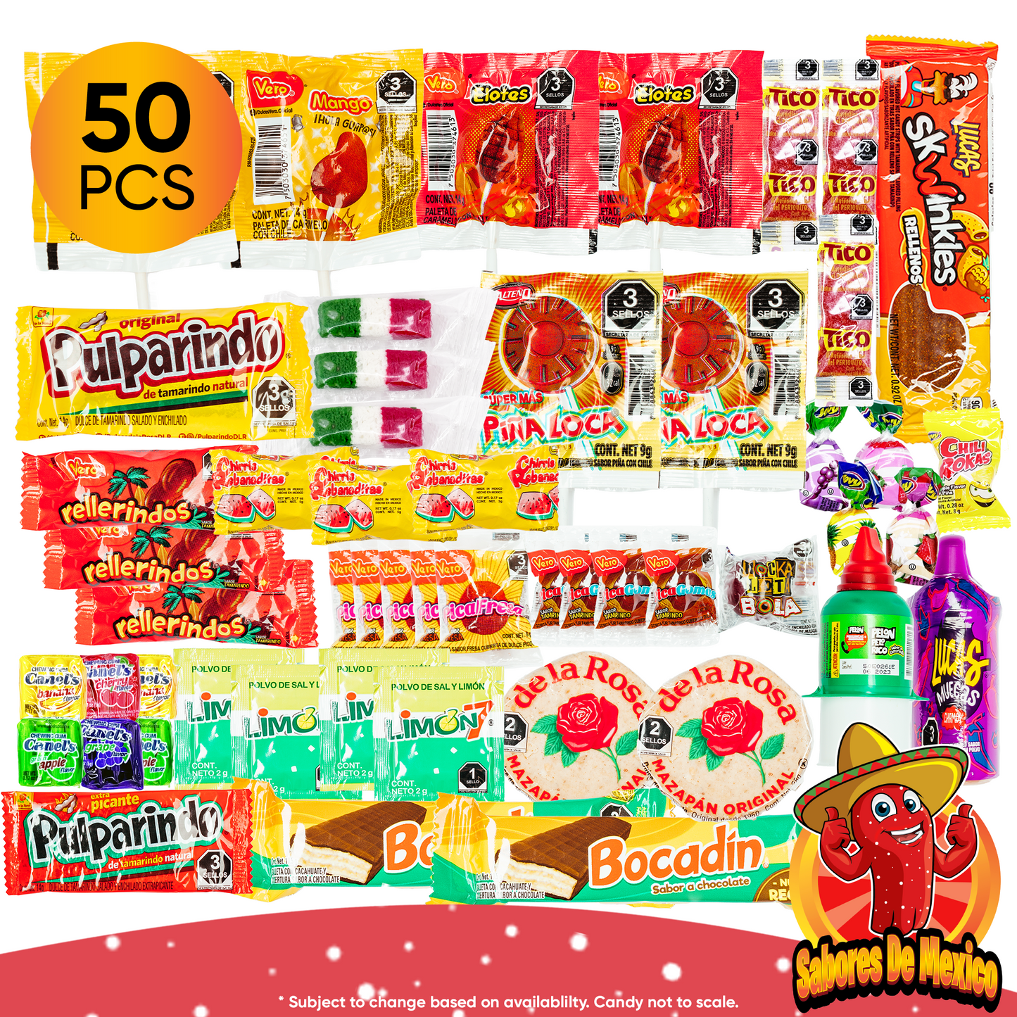 50 Pcs Mexican Candy Variety Pack – Spicy or Non-Spicy Mix - Sabores De Mexico