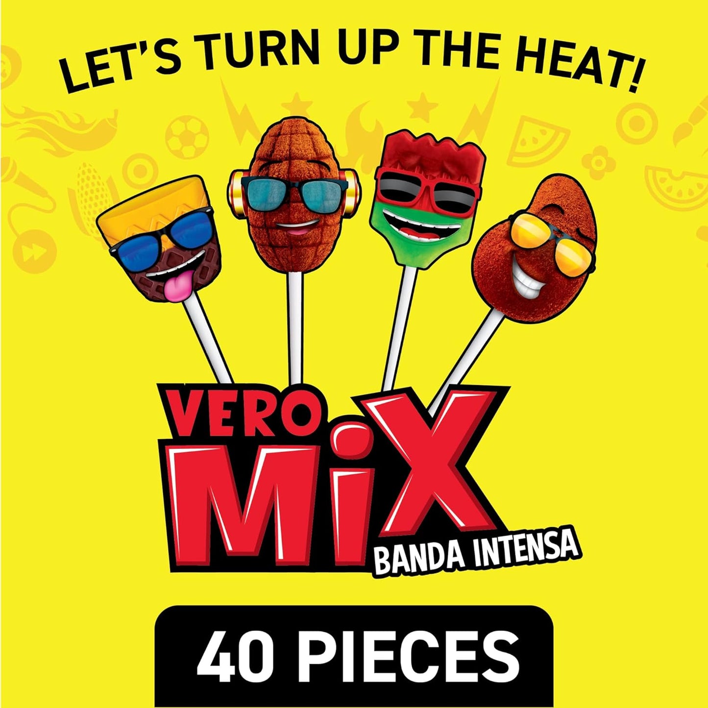 Vero Banda Fuego Mix by Dulces Vero  Assorted Chili Lollipops, 40 Count Bag