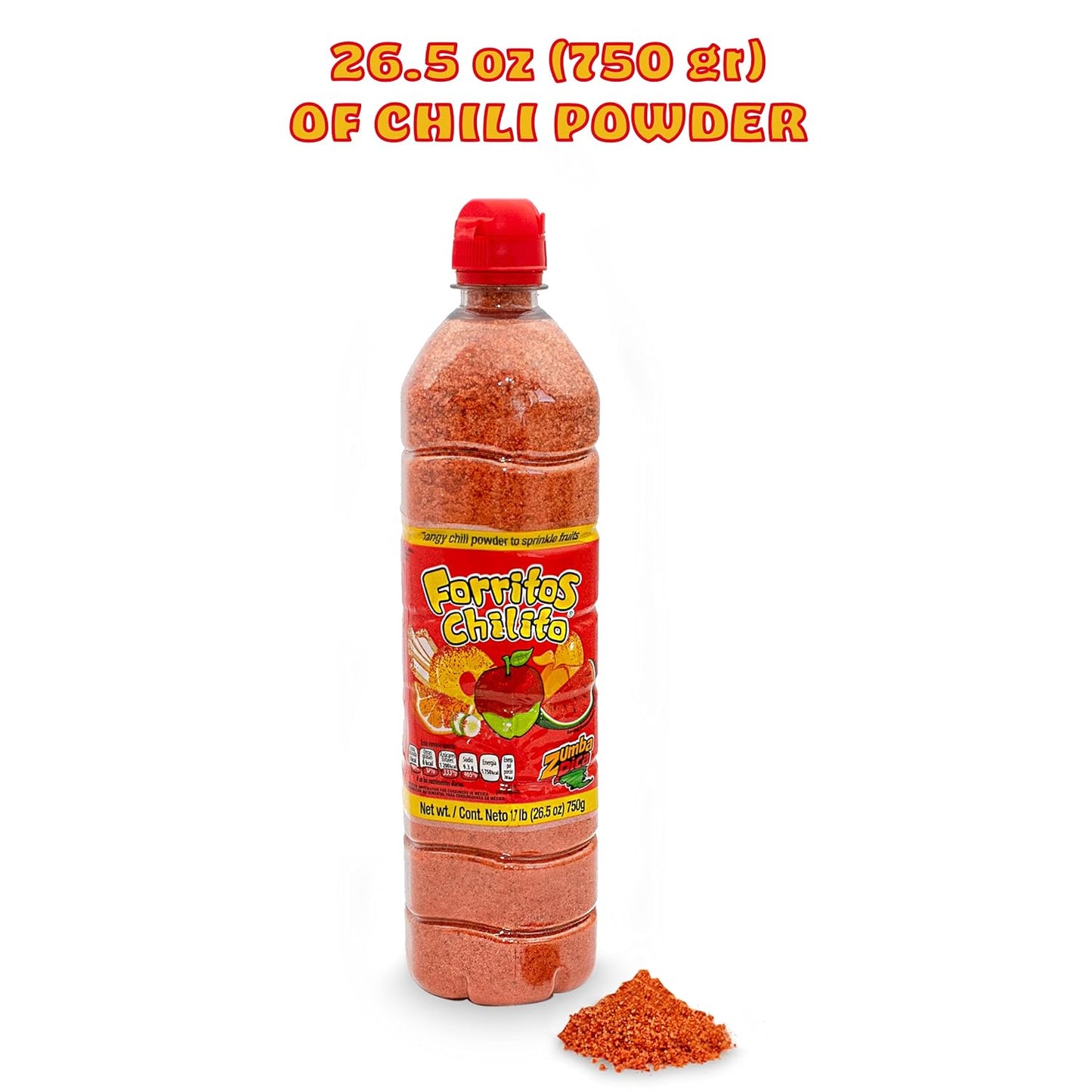 Zumba Pica Forritos Chili Powder 1.7lb (750gr) - Tangy Chili Powder to Sprinkle Fruits - Dulces Mexicanos Picantes Perfect for Chamoy Pickle Kits