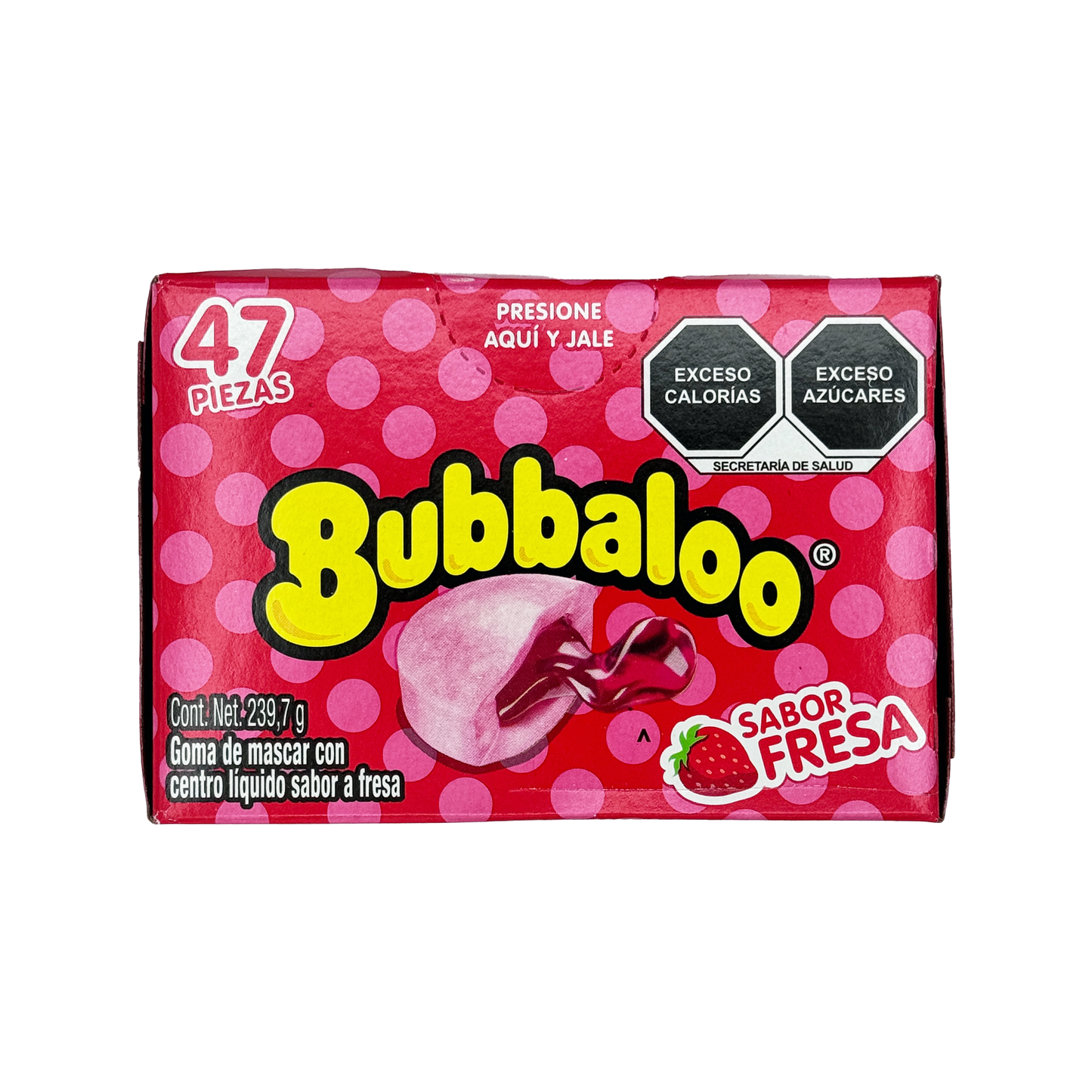 Bubbaloo Sabor Fresa Strawberry Flavored Gum 47 Pieces Mexican Candy Dulces Mexicanos Sweet Chewy Snack Bonbon