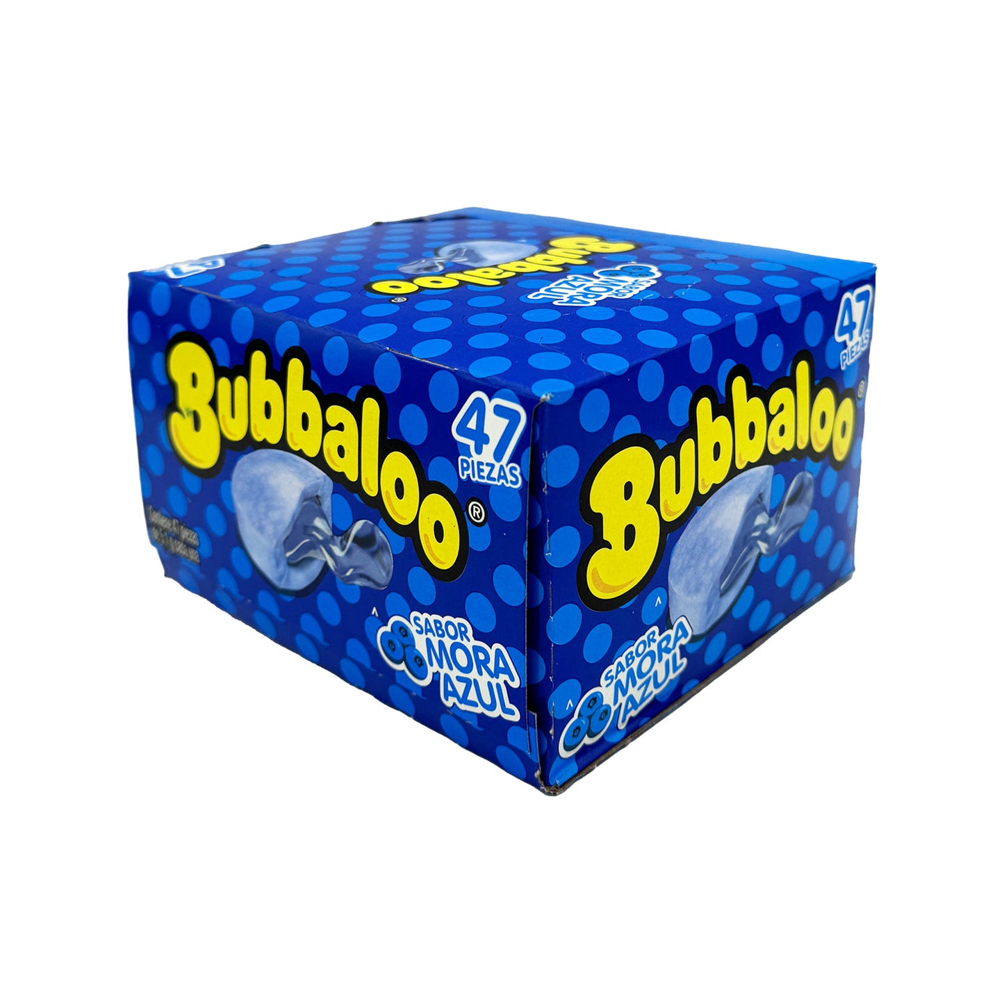 Bubbaloo Sabor Mora Azul Blueberry Flavored Gum 47 Pieces Mexican Candy Dulces Mexicanos Sweet Chewy Snack Bonbon