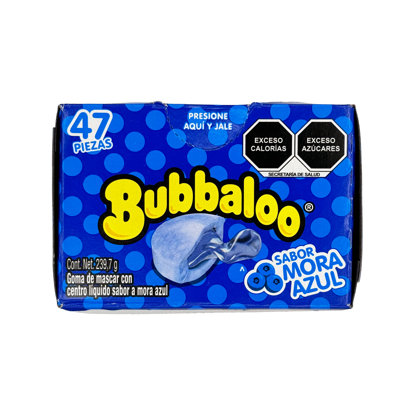 Bubbaloo Sabor Mora Azul Blueberry Flavored Gum 47 Pieces Mexican Candy Dulces Mexicanos Sweet Chewy Snack Bonbon