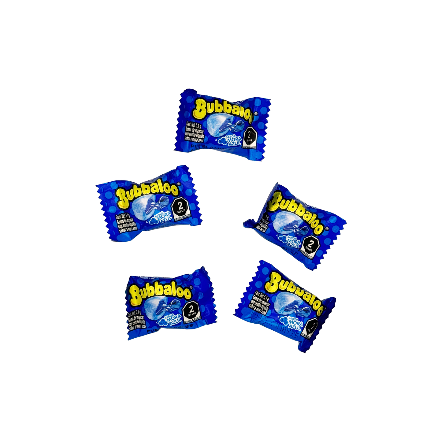 Bubbaloo Sabor Mora Azul Blueberry Flavored Gum 47 Pieces Mexican Candy Dulces Mexicanos Sweet Chewy Snack Bonbon