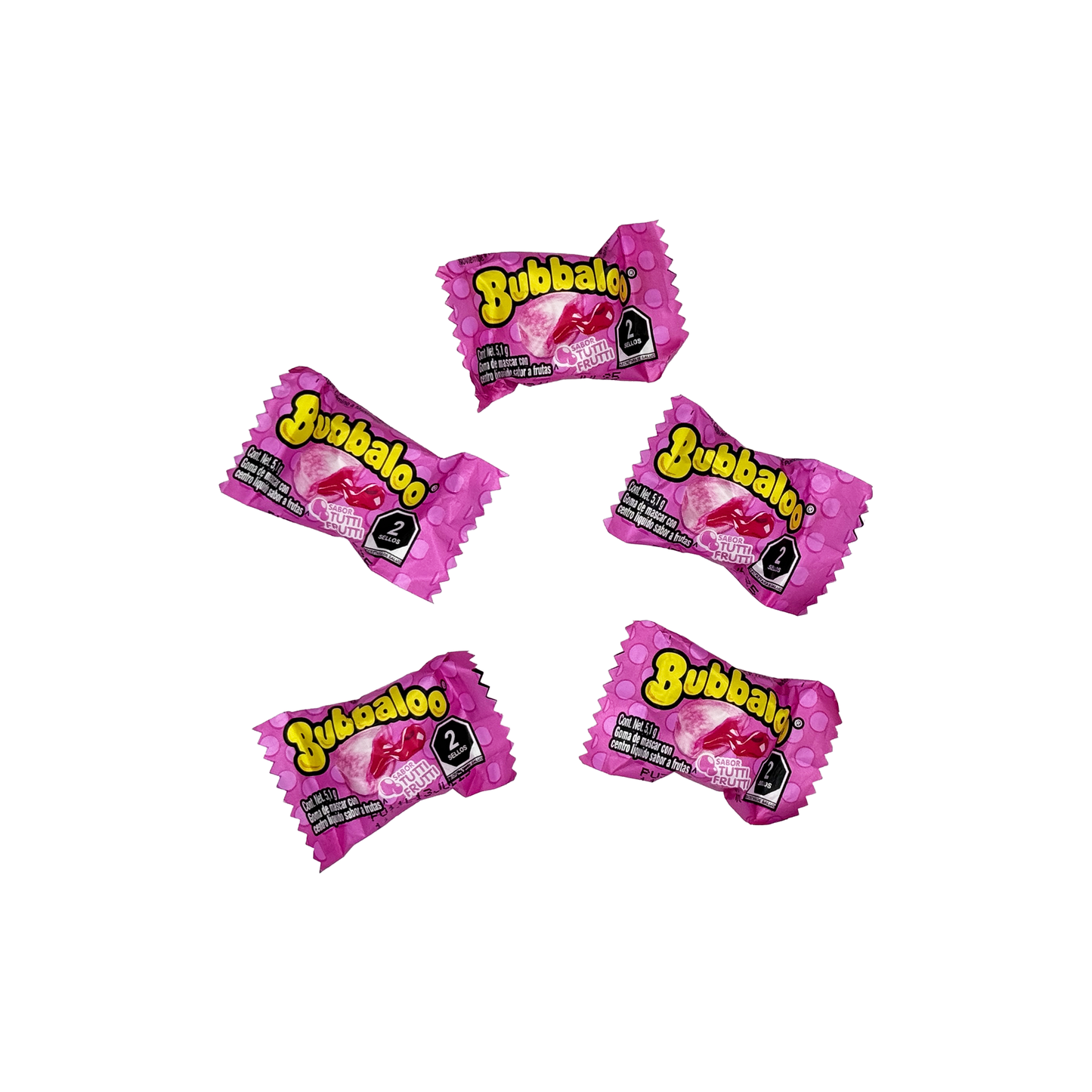 Bubbaloo Sabor Tutti Frutti Fruity Flavored Gum 47 Pieces Mexican Candy Dulces Mexicanos Sweet Chewy Snack Bonbon