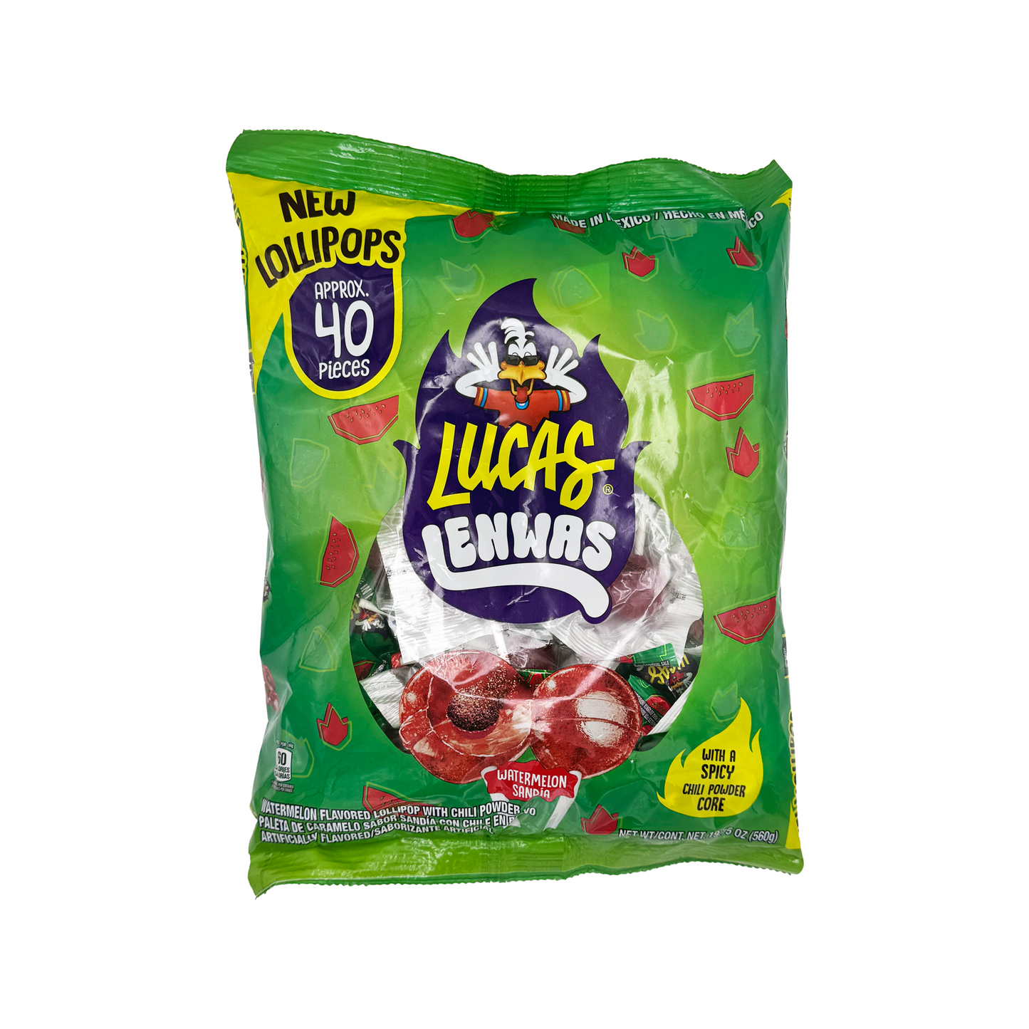 Lucas Lenwas – 40-Count Bag | Spicy Mexican Lollipops in Mango or Watermelon