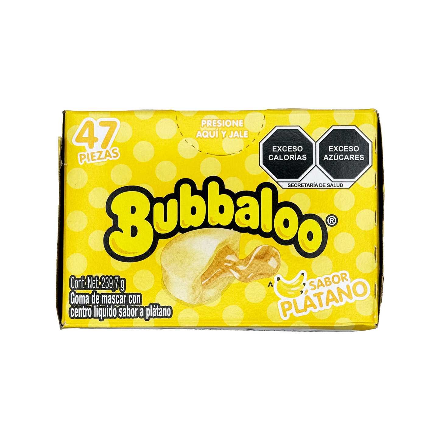 Bubbaloo Sabor Platano Banana Flavored Gum 47 Pieces Mexican Candy Dulces Mexicanos Sweet Chewy Snack Bonbon Sugar Candies