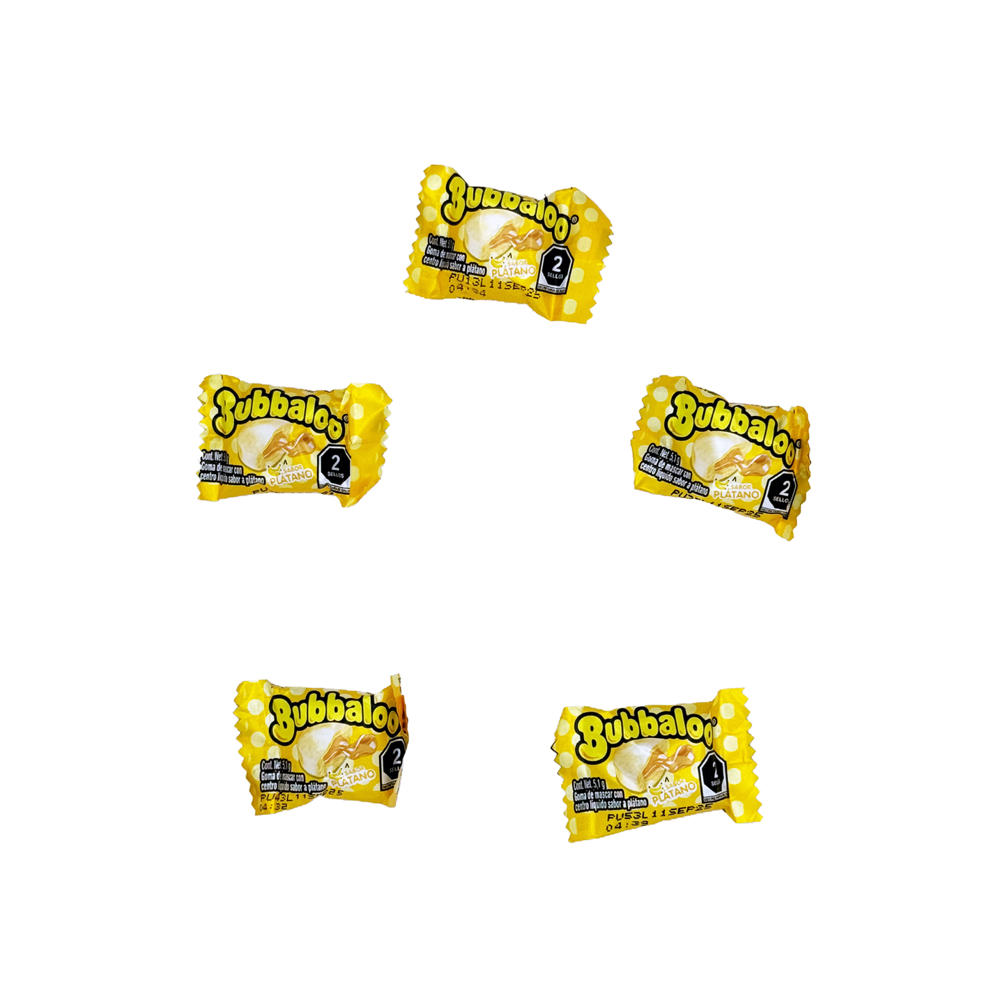 Bubbaloo Sabor Platano Banana Flavored Gum 47 Pieces Mexican Candy Dulces Mexicanos Sweet Chewy Snack Bonbon Sugar Candies