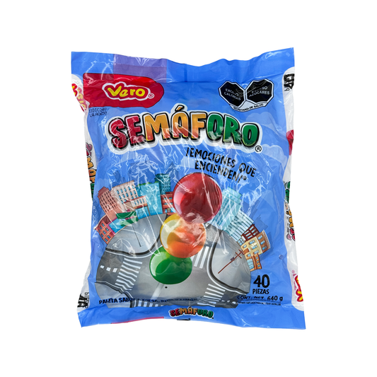 Vero Semaforo Strawberry Pineapple and Lemon, Sweet Mexican Candy, 40 Count Bag Dulces Mexicanos