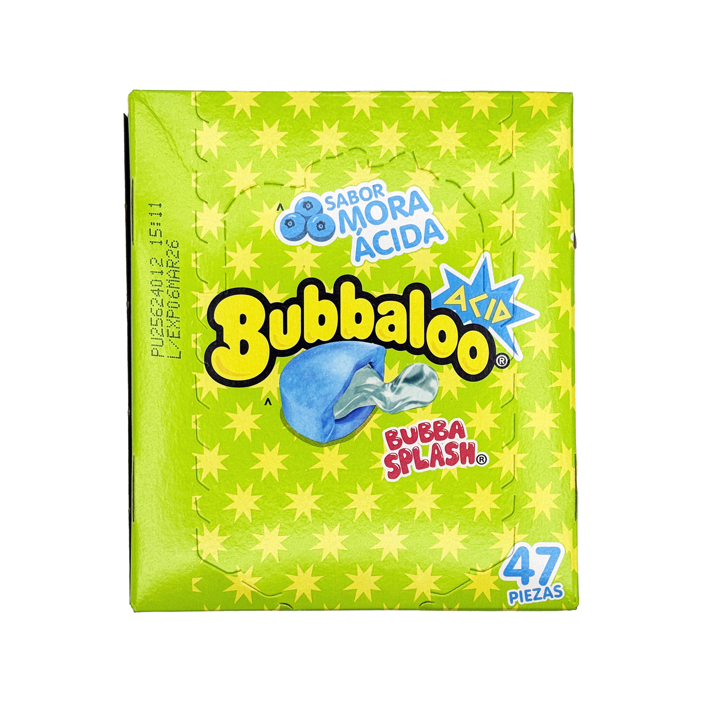 Bubbaloo Sabor Mora Acida Sour Blueberry Flavored Gum 47 Pieces Mexican Candy Dulces Mexicanos Sweet Chewy Snack Bonbon