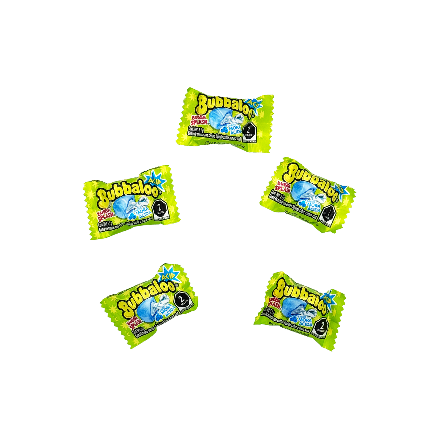 Bubbaloo Sabor Mora Acida Sour Blueberry Flavored Gum 47 Pieces Mexican Candy Dulces Mexicanos Sweet Chewy Snack Bonbon