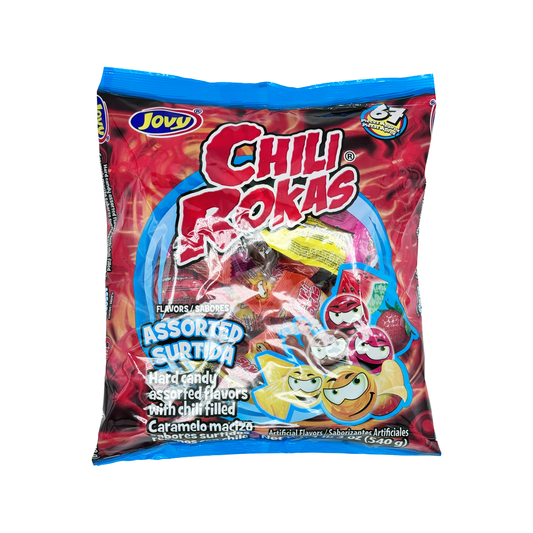 Chili Rockas 67 Piece Assorted Pack - Hard Candy with Pineapple, Tamarind, Mango, and Strawberry Flavors filled with Chili, Dulces Mexicanos Sweet Spicy Candies, Chamoy Snack Bonbon & Pinya