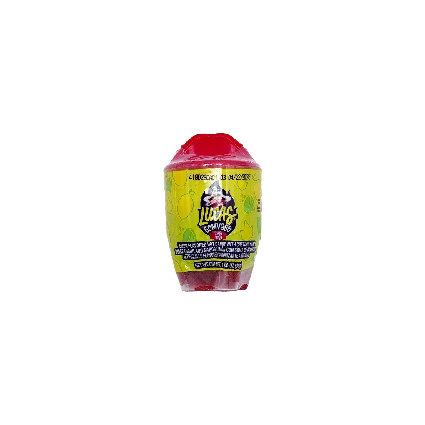 Lucas Bomvaso Limon 10 Pieces, Lemon Flavored Spicy Candy With Chewing Gum, Tangy, Sweet, Mexican Candy