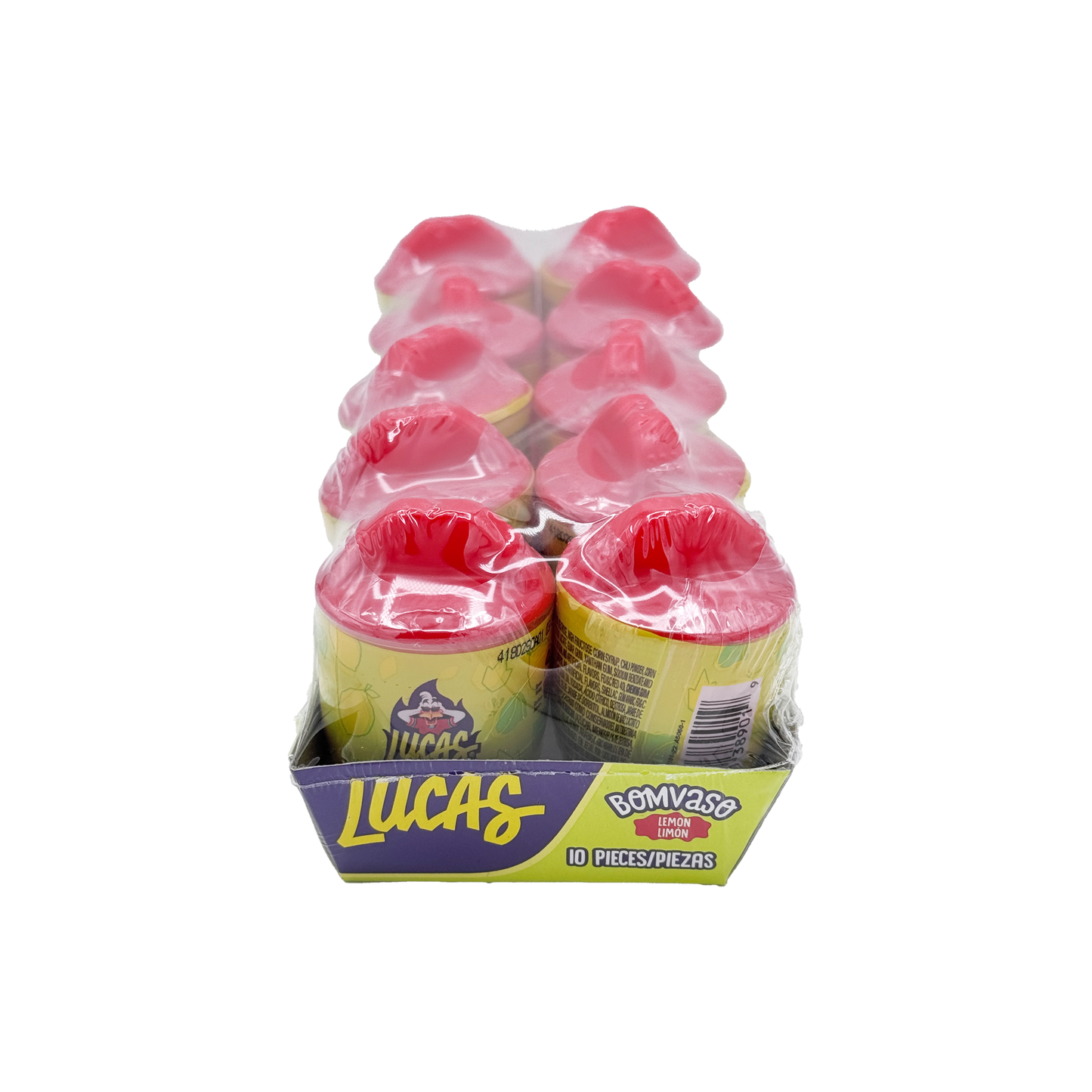 Lucas Bomvaso Limon 10 Pieces, Lemon Flavored Spicy Candy With Chewing Gum, Tangy, Sweet, Mexican Candy