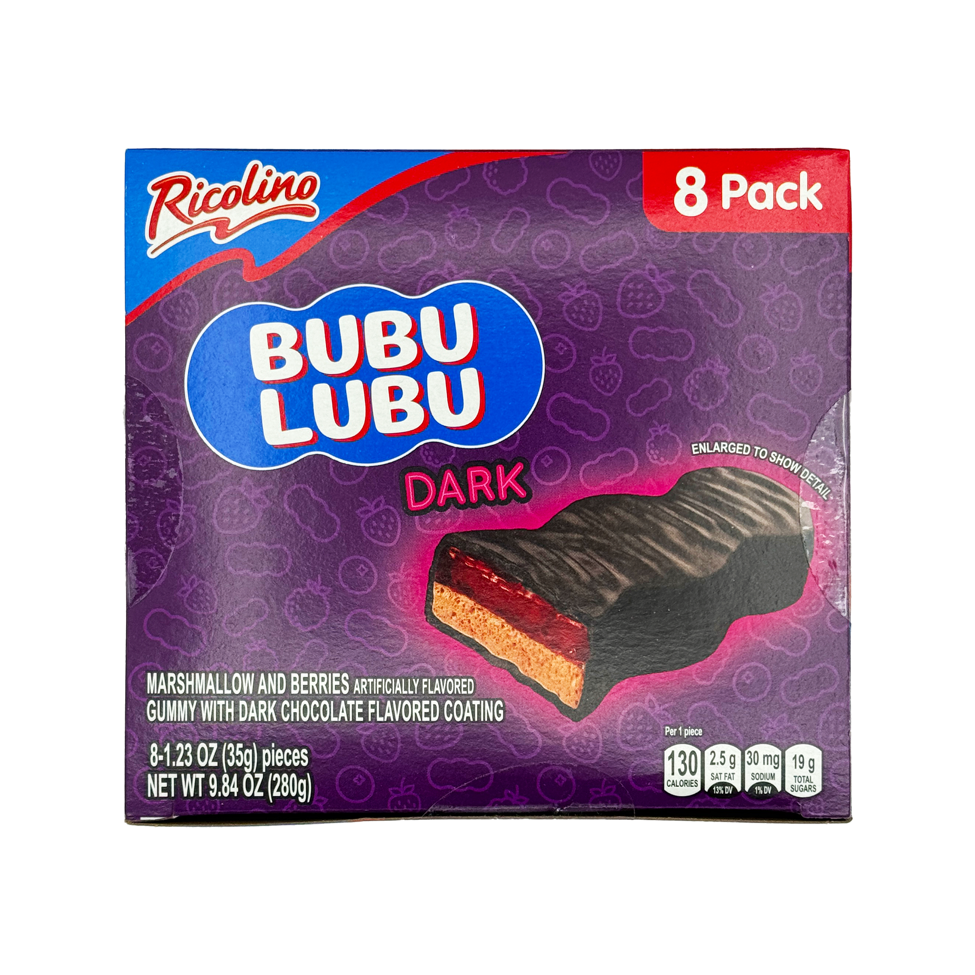 Bubulubu Dark Chocolate Bars – 8 Pack | Chocolate, Marshmallow & Strawberry Filling – Sabores De Mexico