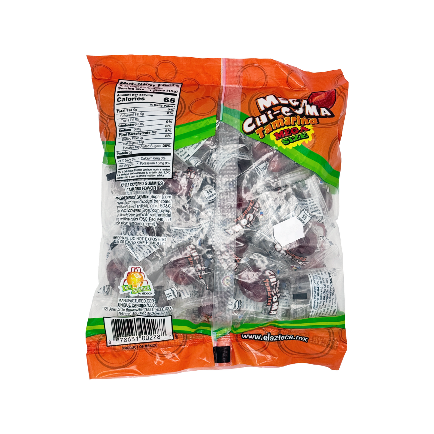 Mega ChiGoma Tamarindo Chili and Tamarind Covered Gummie, 30 Pieces, Mexican Candy Dulces Mexicanos Spicy Sweet Snack