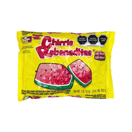 Chirris Rebanaditas Sabor Sandia Con Chile Mexican Hard Candy Chili, 1.1 Lbs 100 Pieces