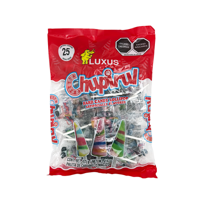 Luxus Chupirul 25 Count Bag – Colorful Cone Shaped Hard Candy Lollipops – Sabores De Mexico