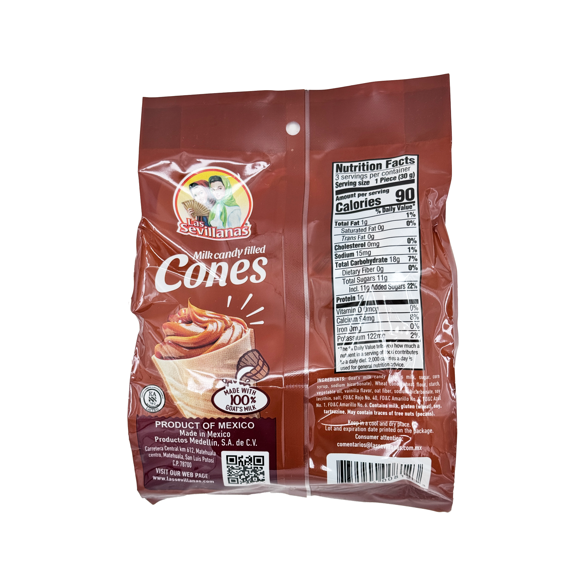 Las Sevillanas Milk Candy Filled Cones (Conos Rellenos de Cajeta) – 3 Pieces per Bag | Authentic Mexican Candy