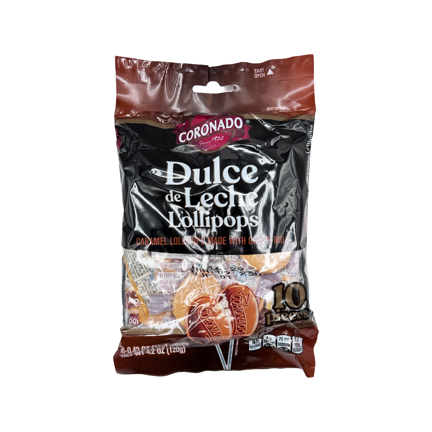 Coronado Dulce de Leche Lollipops - 10 Pieces, Goat Milk Caramel Candy, Sweet Snack Bonbon - Candies