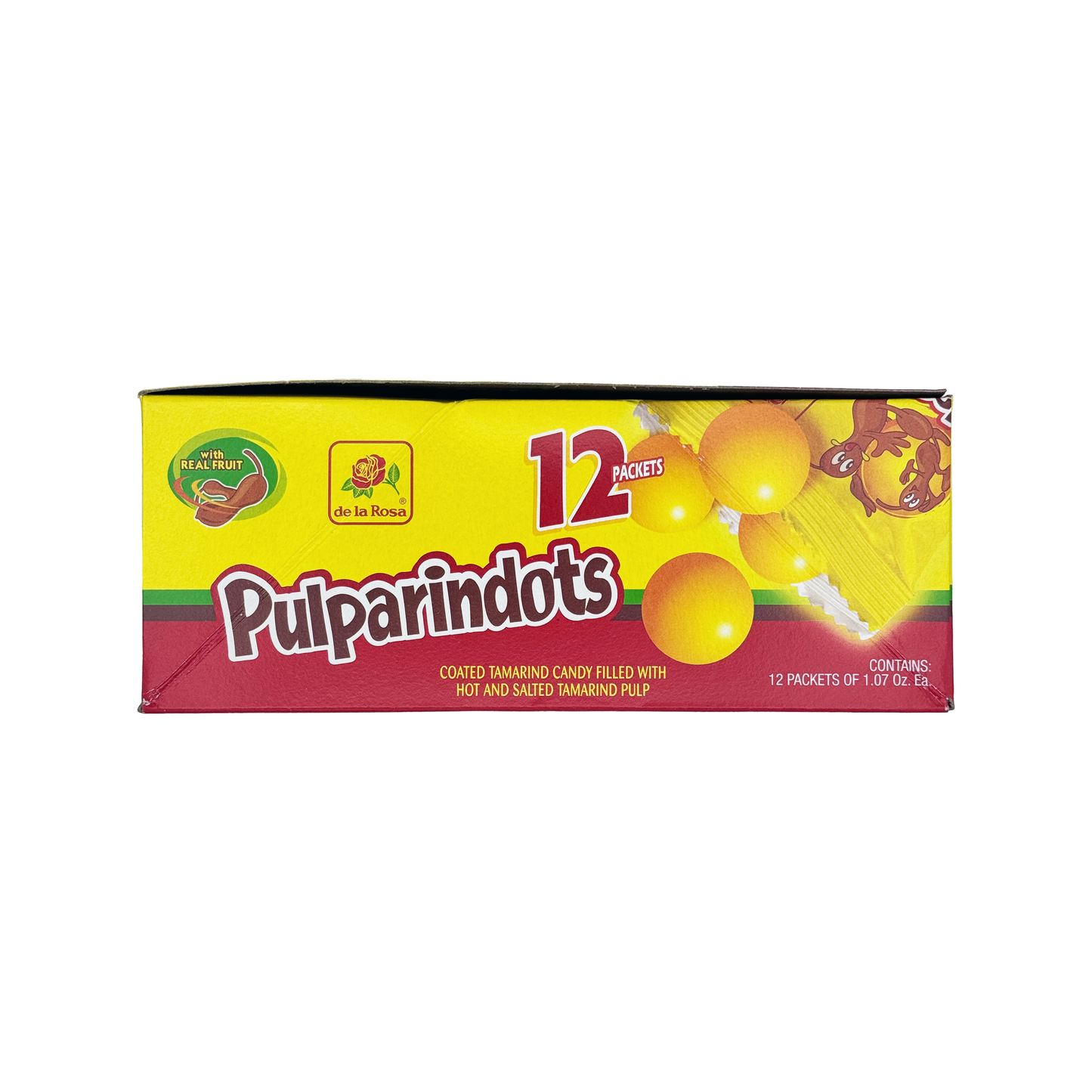 Pulparindots Original Flavor Coated Tamarind Round Candy, 12 Packets, Candy Snack Candies Mexican Candy Dulces Mexicanos Spicy Tangy Sweet