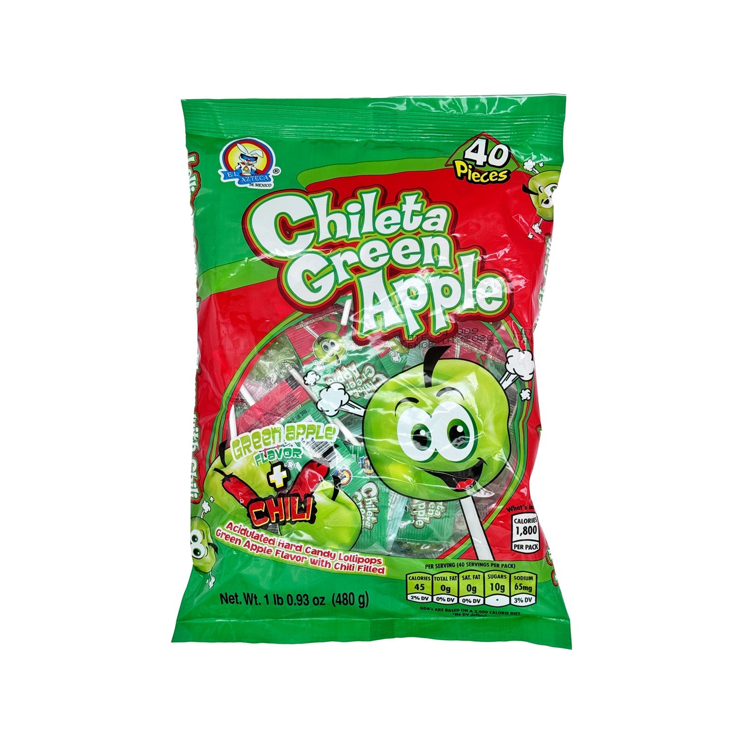 Azteca Candy El Azteca Chileta Green Apple - 40-Count – Sabores De Mexico