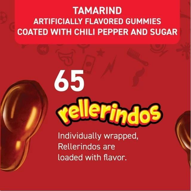 Rellerindos by Dulces Vero Tamarind Flavored Candy, Chili Pepper, 65 Count Bag